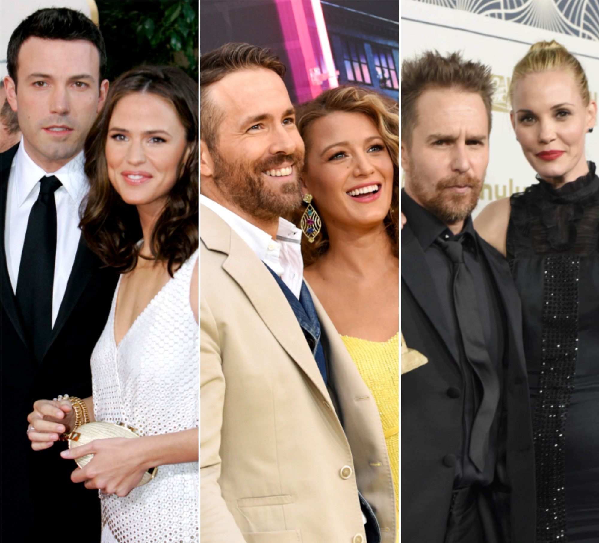 Ben Affleck and Jennifer Garner, Ryan Reynolds and Blake Lively, and Sam Rockwell and Leslie Bibb all played couples in Marvel or DC films ... and dated or even got married in real life too. Photos: AP Photo, Getty Images/AFP