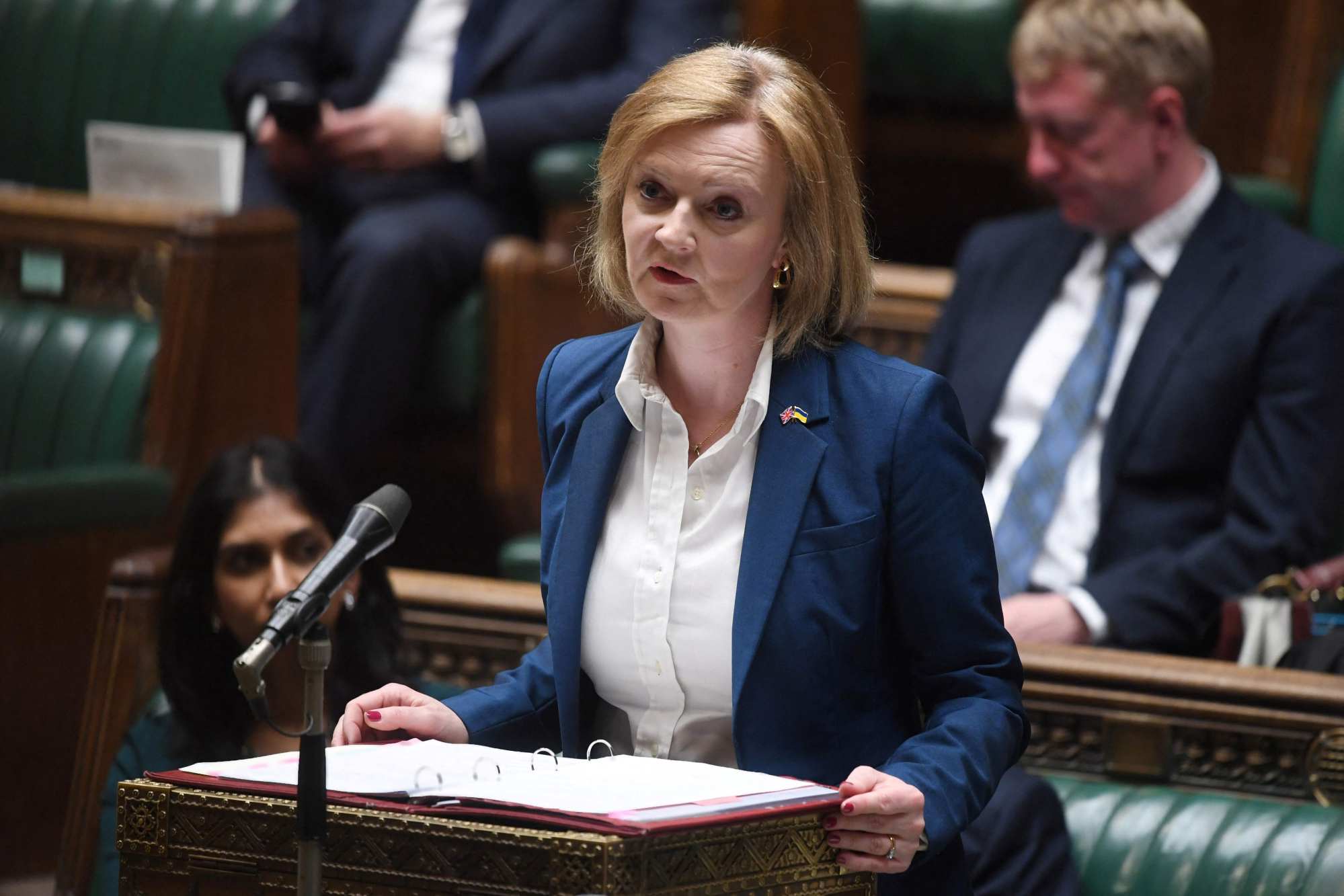 Britain’s Foreign Secretary Liz Truss makes a statement on the Northern Ireland Protocol in the House of Commons in London on Tuesday. Photo: UK parliament via AFP