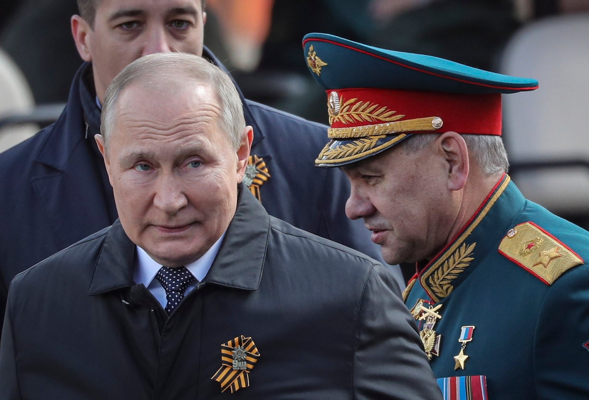Russian President Vladimir Putin (L) and Russian Defense Minister Sergei Shoigu leave Red Square after the Victory Day military parade in Moscow, on May 9. Photo: EPA-EFE