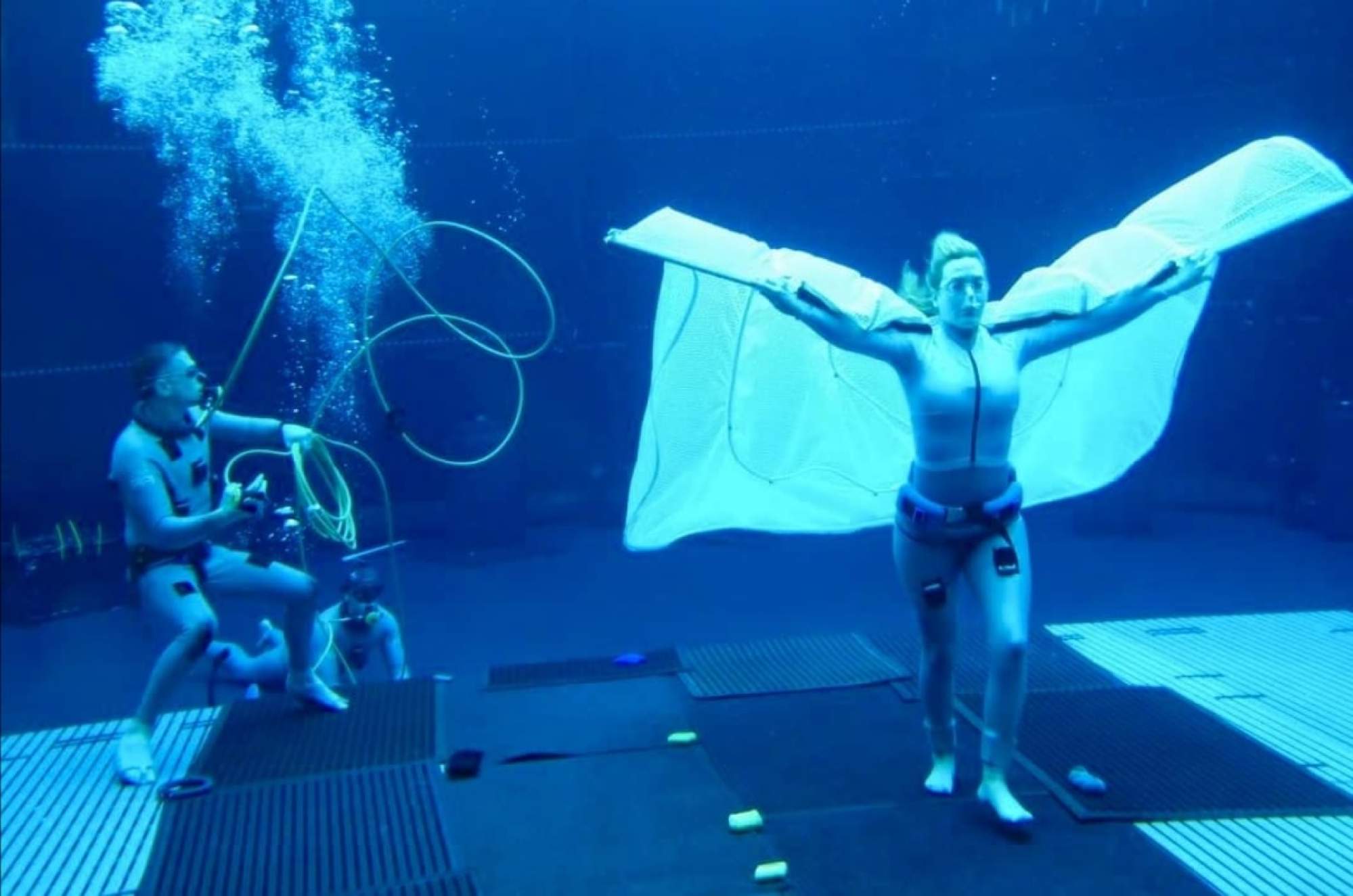 Kate Winslet filming underwater in Avatar: The Way of Water (2022). Photo: 20th Century Fox