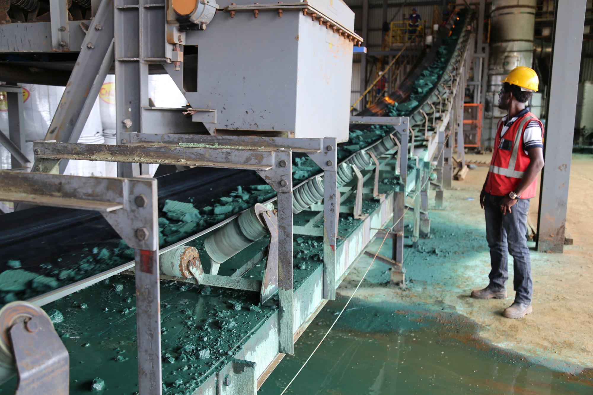 A conveyor belt transports chunks of raw cobalt bound for export in the Democratic Republic of Congo. Photo: AFP