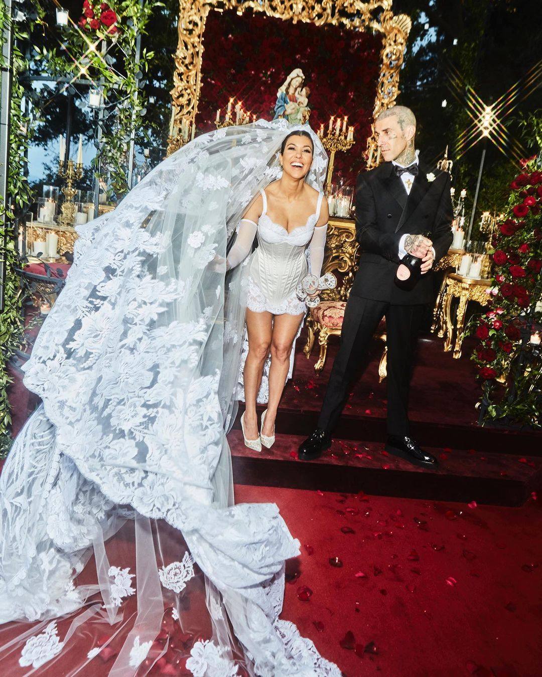 Kourtney Kardashian and Travis Barker at their third wedding. Photo: @kourtneykardash/Instagram