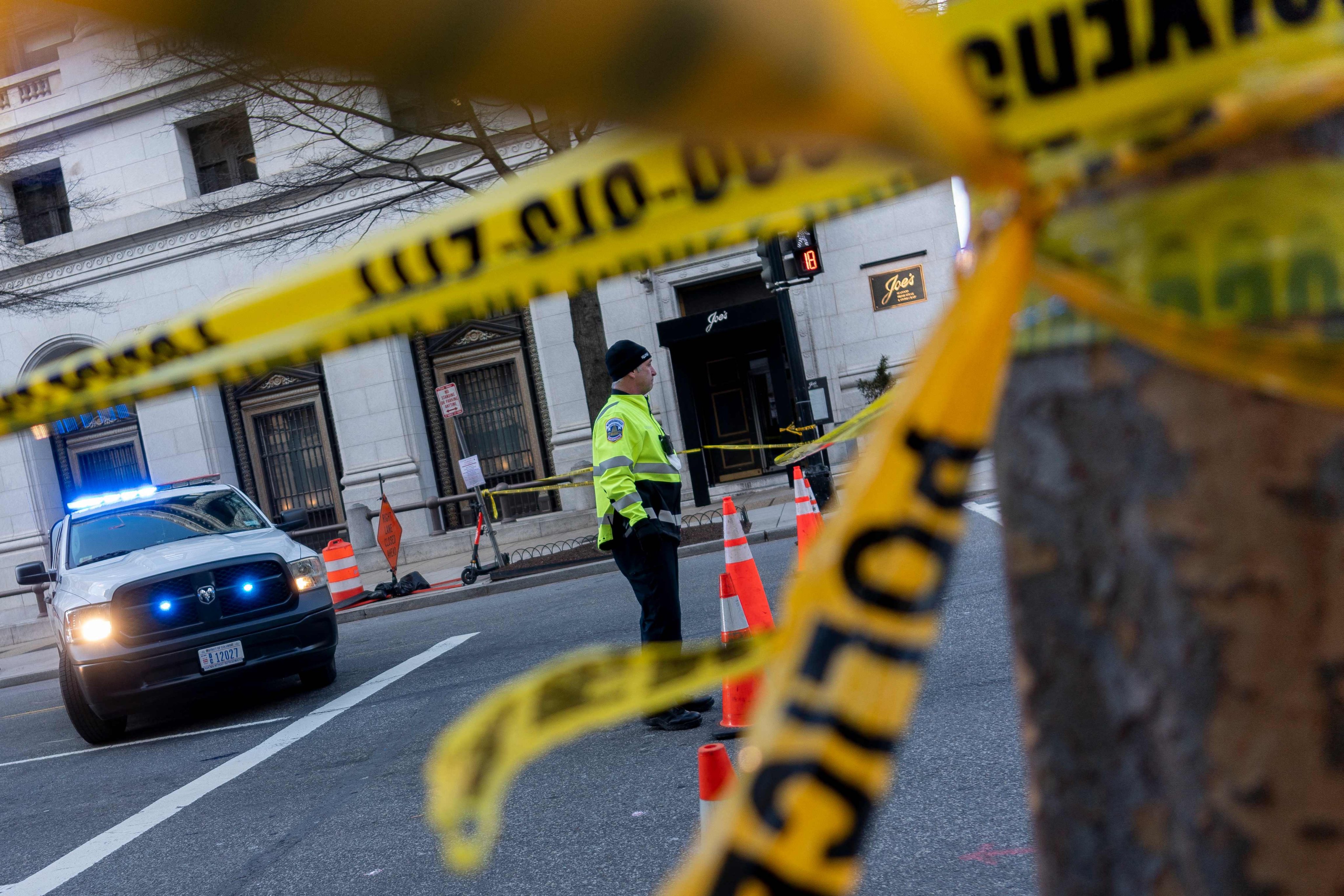 Police tape off an area in Washington. Last year’s active-shooter carnage left 103 people dead across the US. Photo: AFP