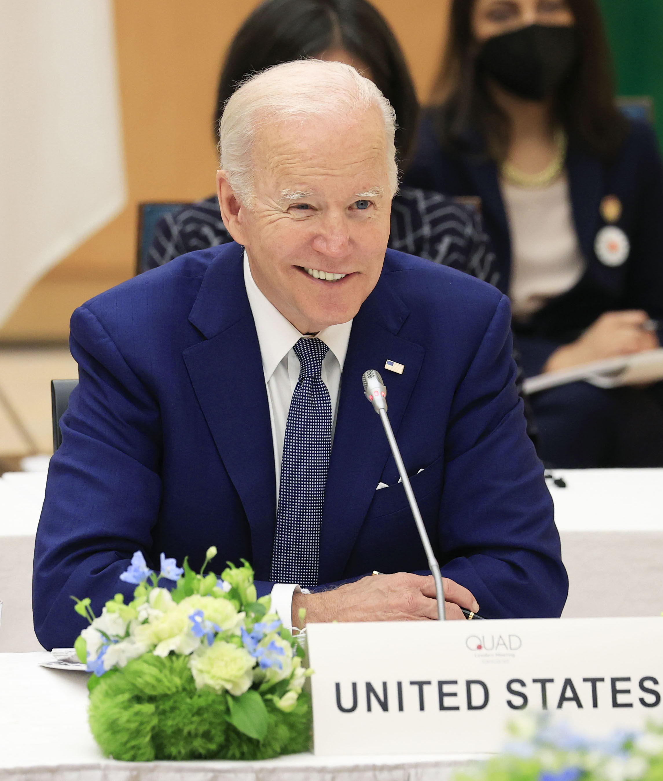 US President Joe Biden speaks on Tuesday at the Quad summit in Tokyo. Photo: Kyodo