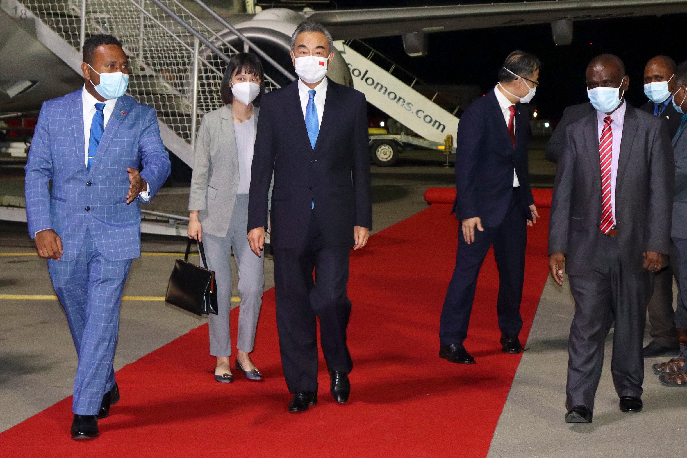 Chinese Foreign Minister Wang Yi arrives in Honiara early on Thursday at the start of an eight-nation tour. Photo: AP