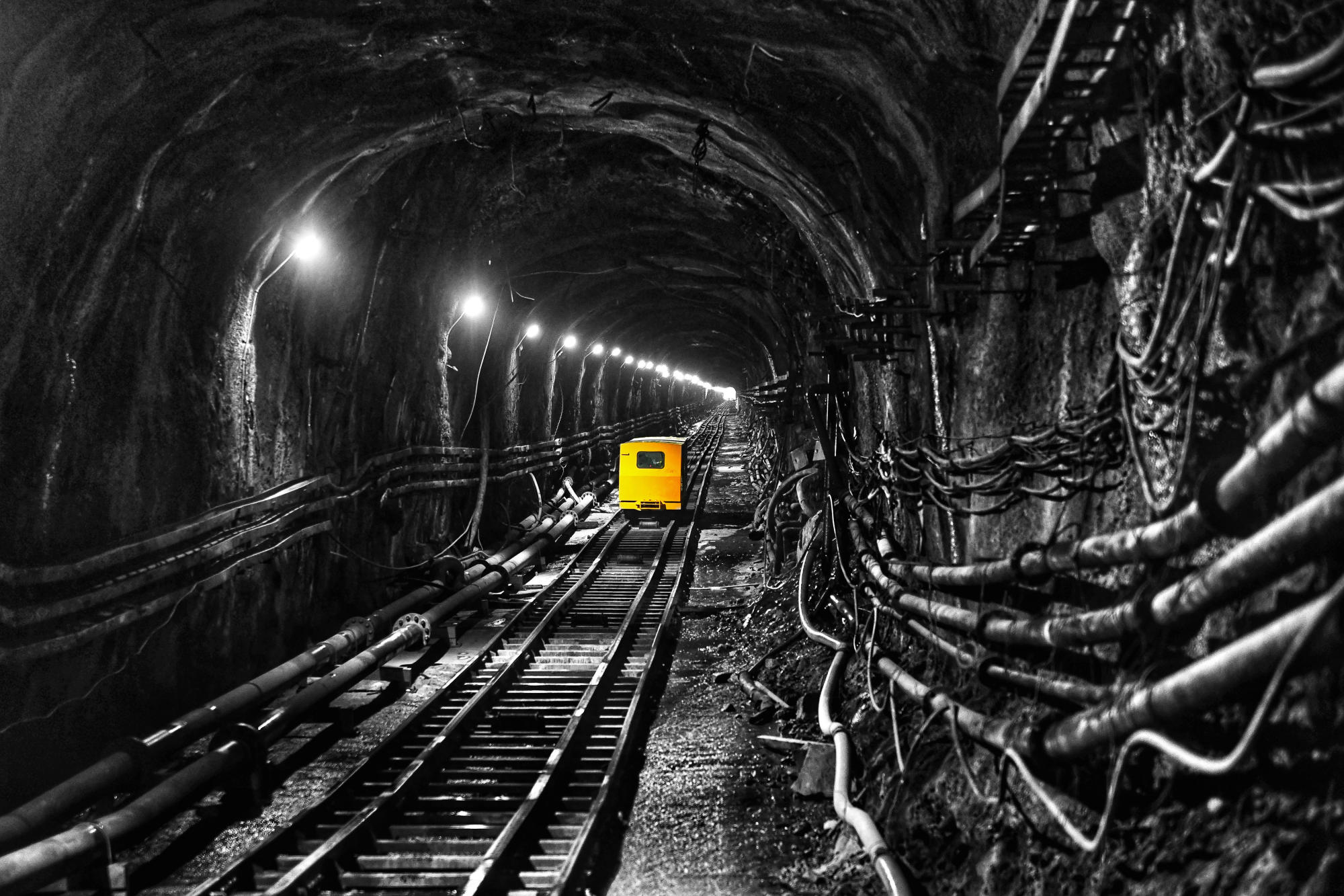 The tunnel to the Juno project’s underground laboratory, about a 30 minute train ride. Photo: Juno