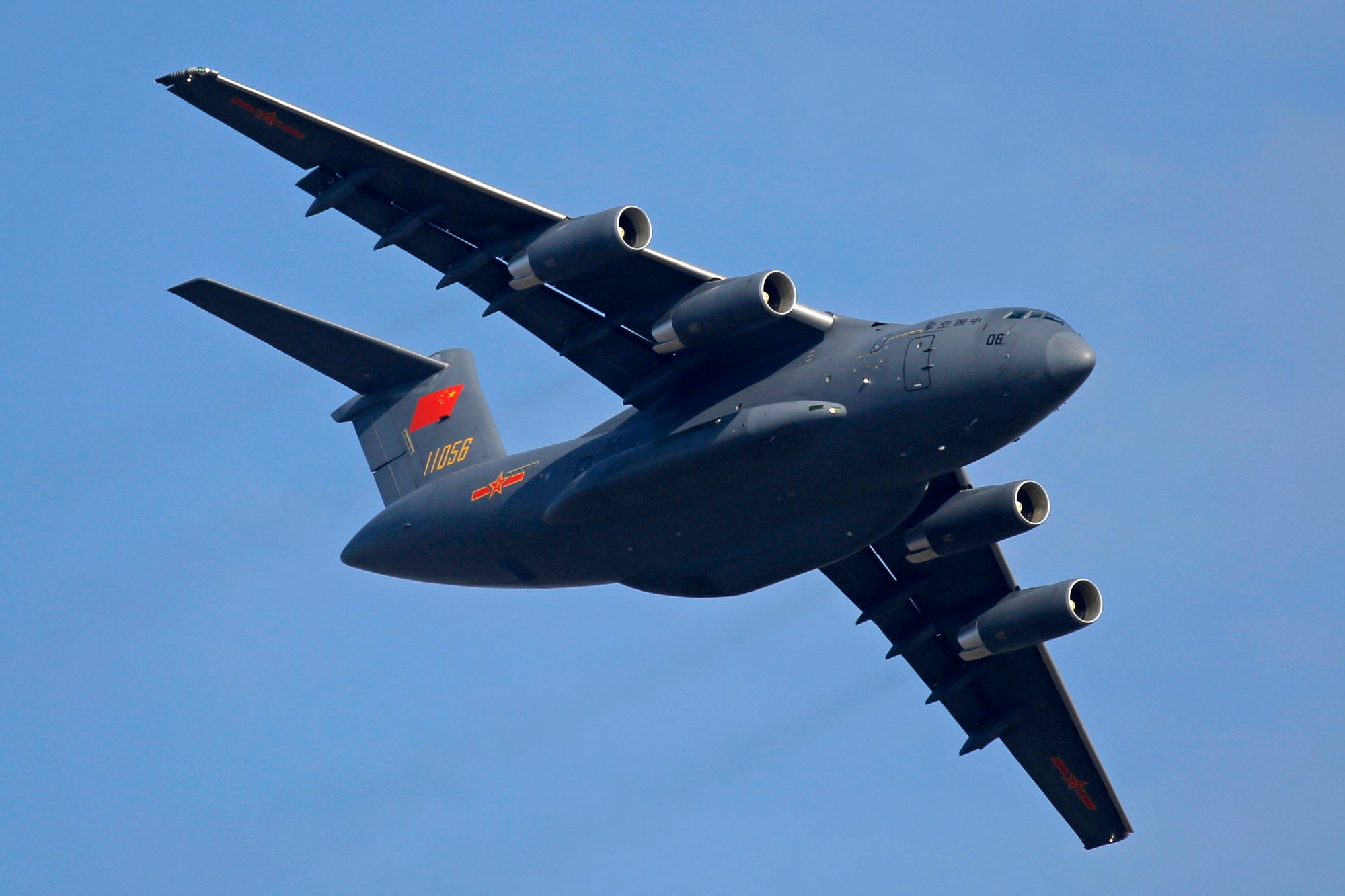 Russian engines were initially fitted on Chinese-made Y-20 transporters but were later phased out. Photo: AP