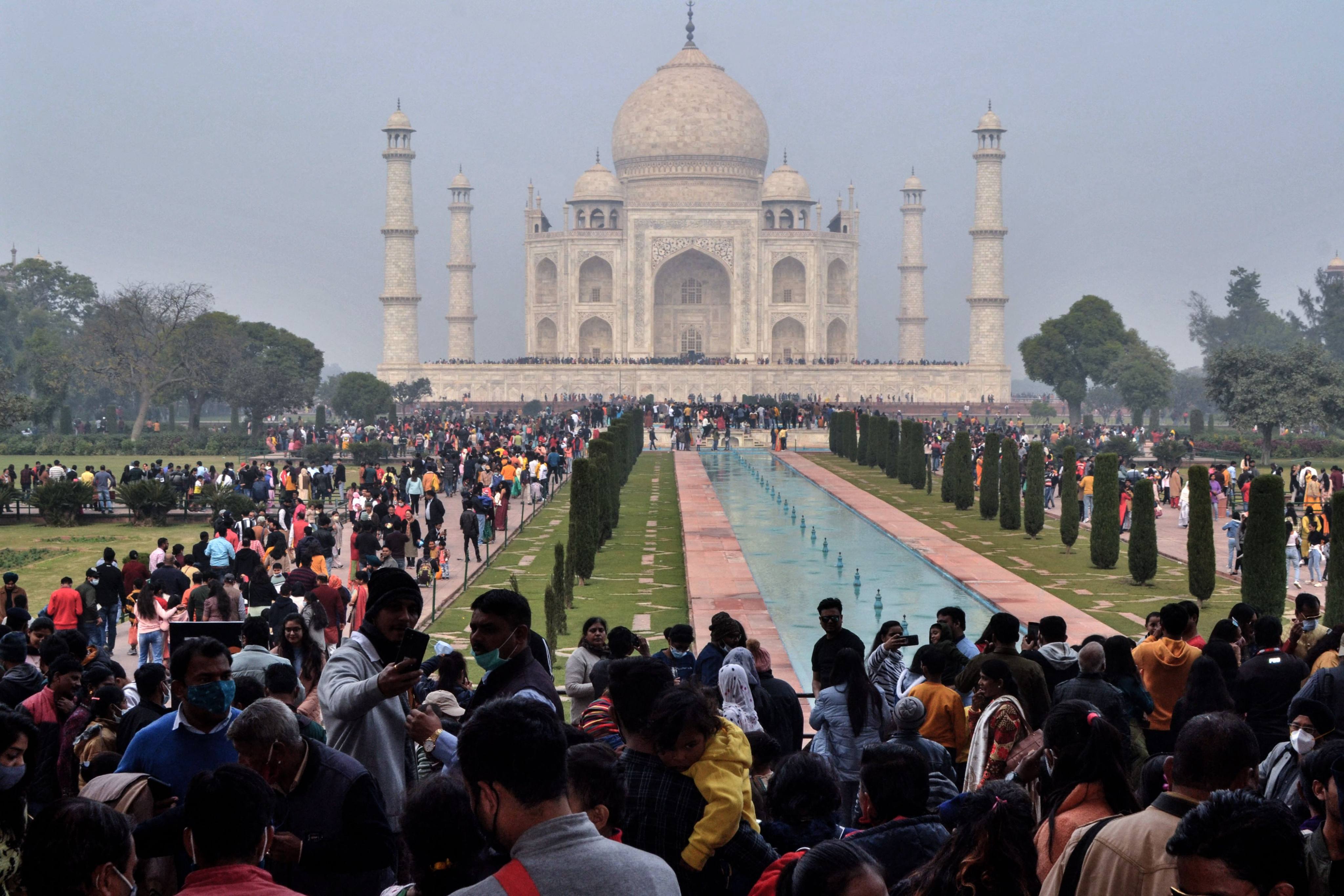 Crowds gather to visit the Taj Mahal in Agra in December. Photo: AFP