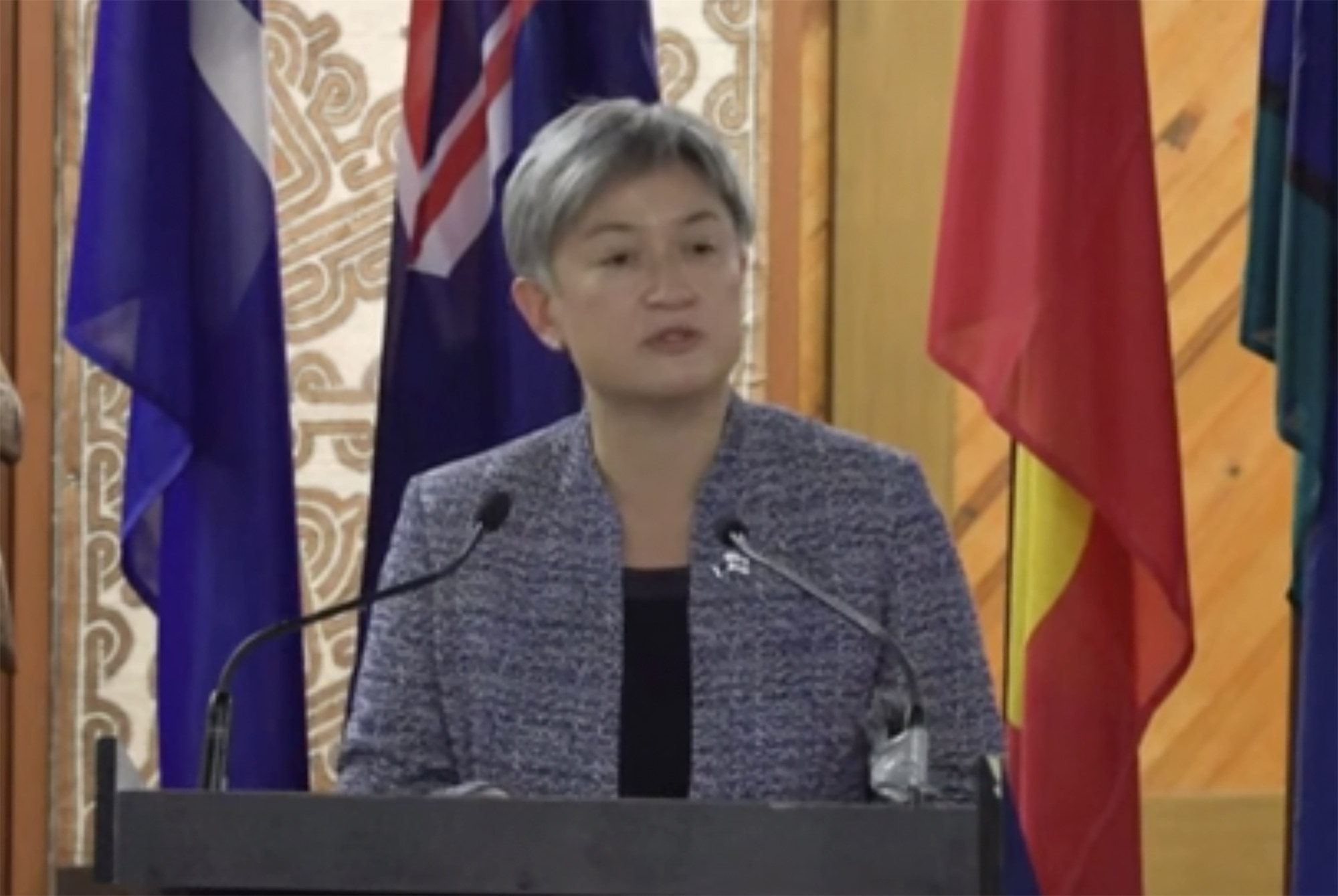 Australian Foreign Minister Penny Wong makes a speech in Suva, Fiji. Photo: DFAT via AP