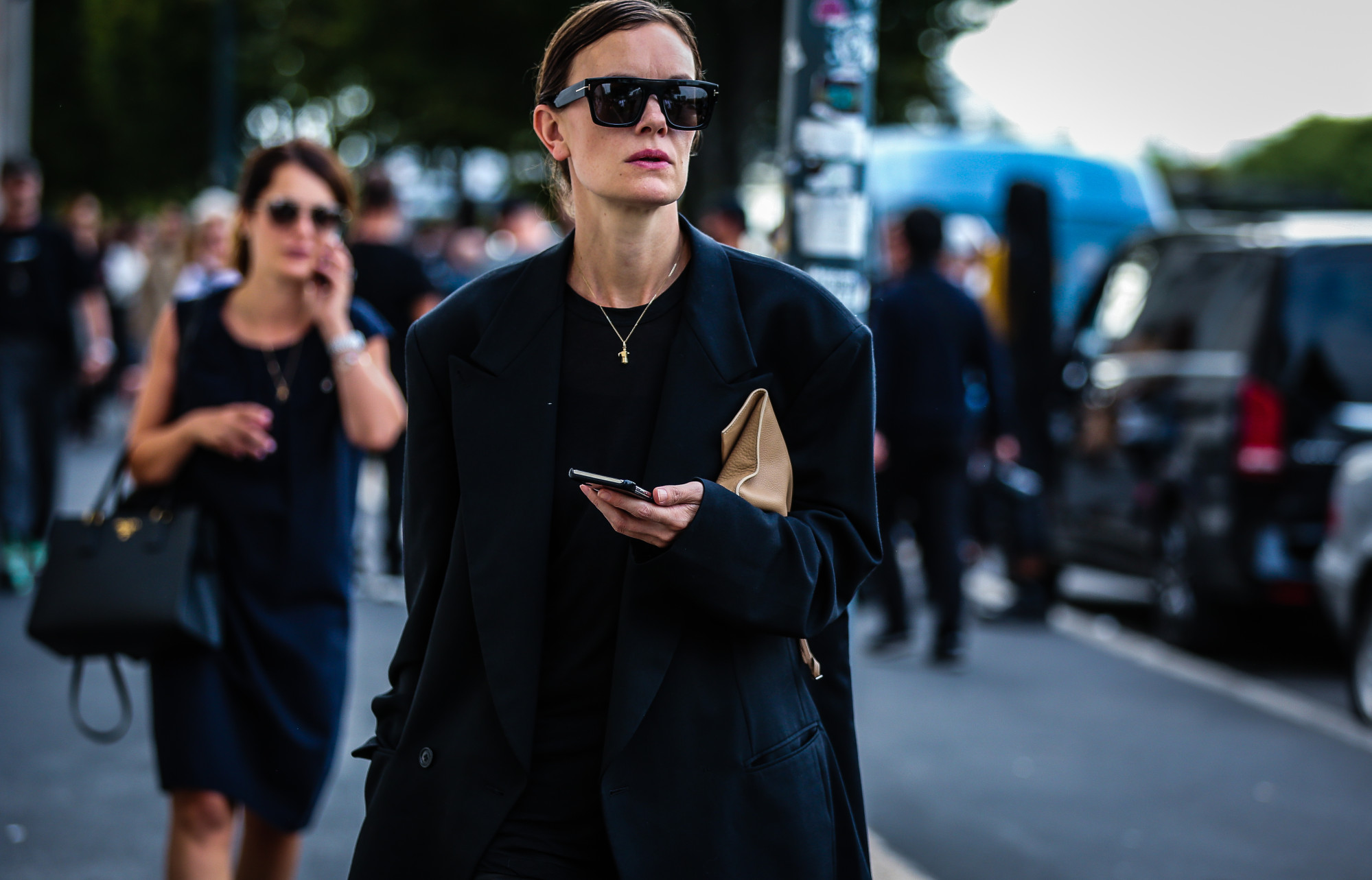 Ellison on the street during Milan Fashion Week. Photo: Shutterstock