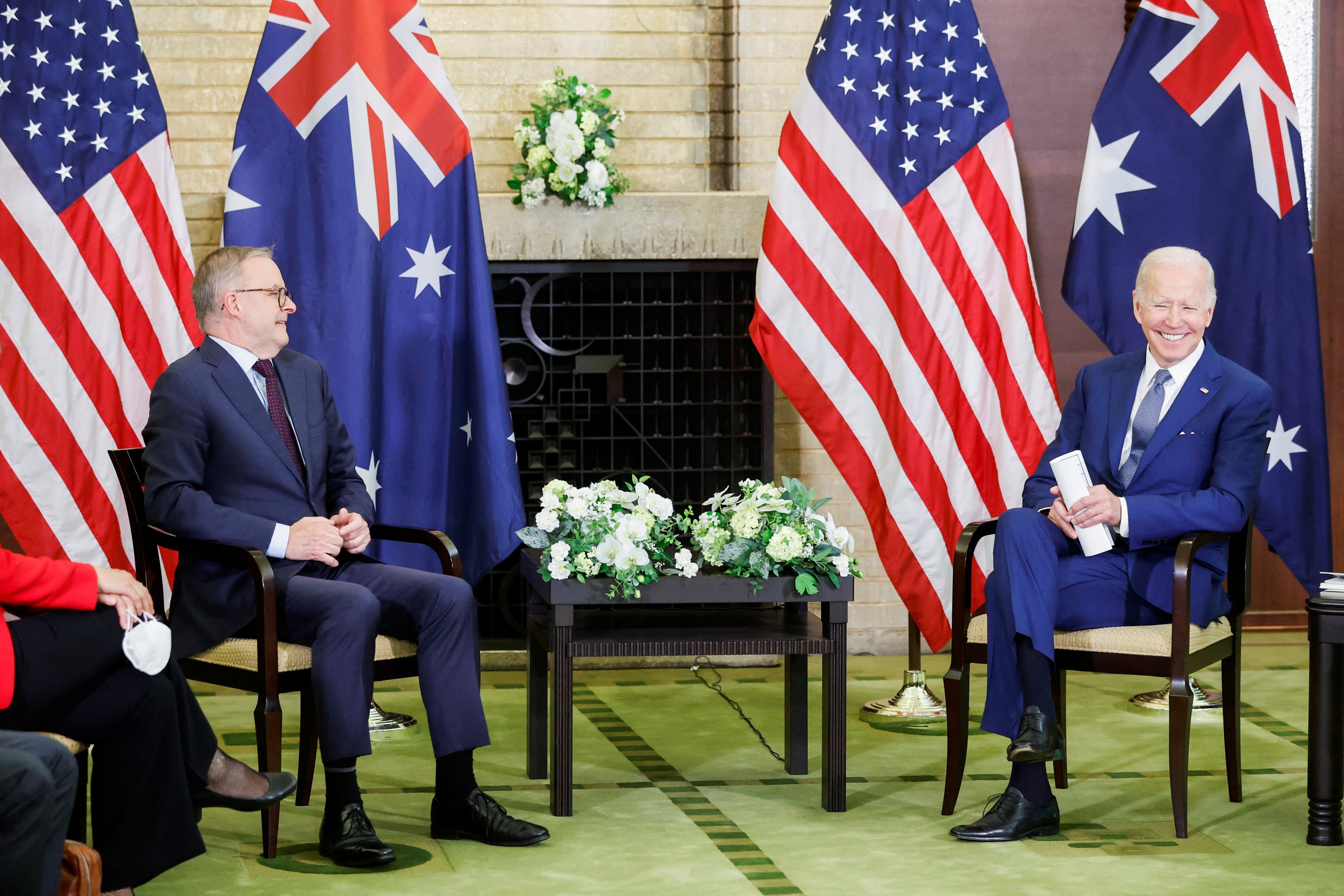 Australia’s Prime Minister Anthony Albanese (left) joins US President Joe Biden at the Quad Summit, at Kantei Palace in Tokyo, on May 24. Photo: Reuters