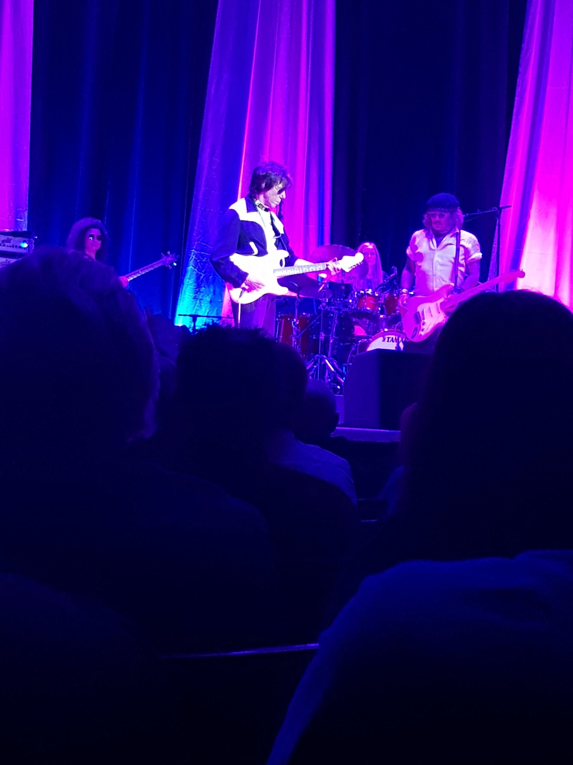 Johnny Depp joins Jeff Beck on stage during a concert in Sheffield, Britain on Sunday. Photo: P Donovan via Reuters