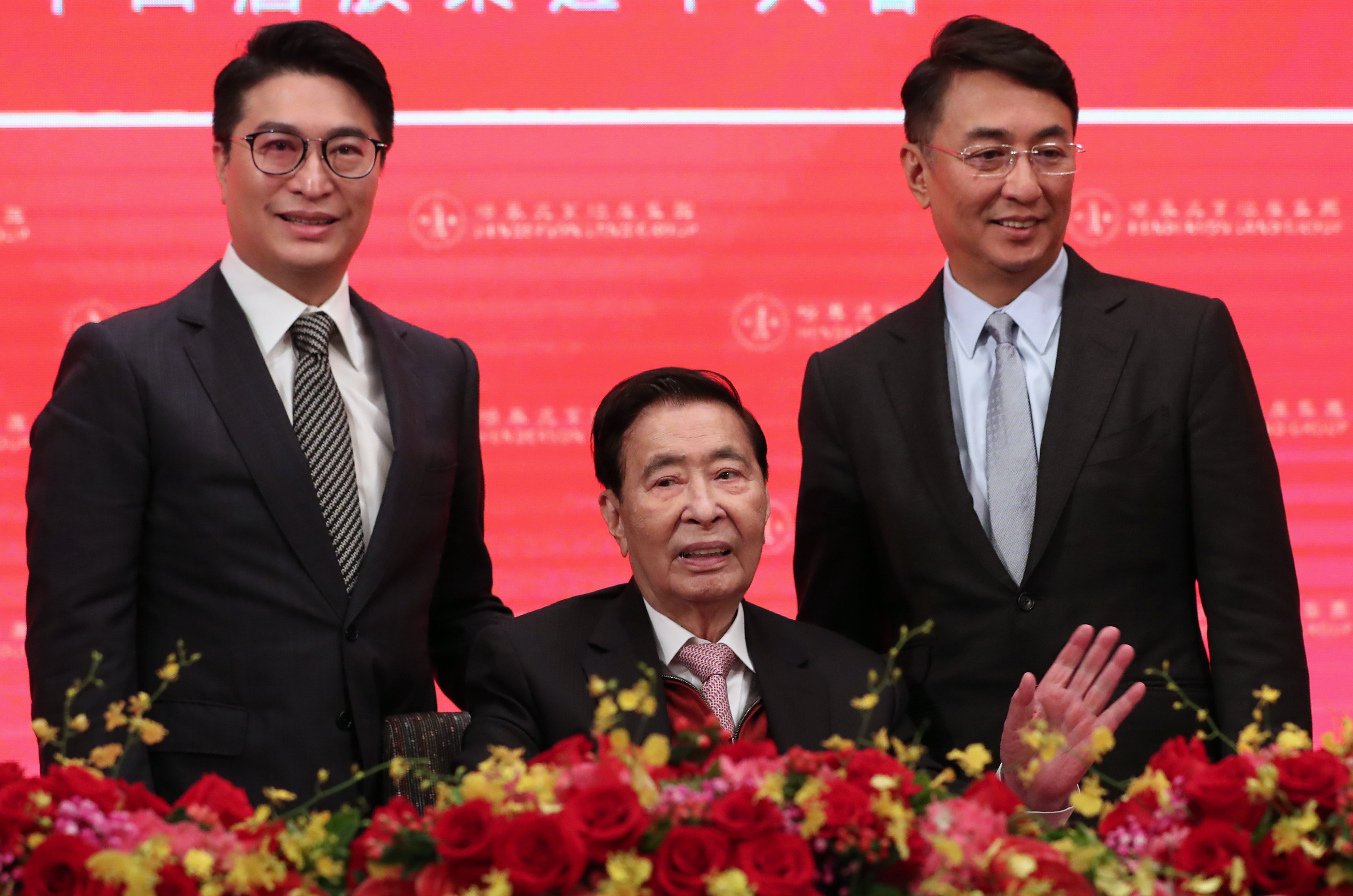 Martin Lee Ka-shing, Henderson Land’s co-chairman; Lee Shau-kee and Peter Lee Ka-kit, the firm’s other co-chairman, during the developer’s annual general meeting in 2019. Photo: Sam Tsang