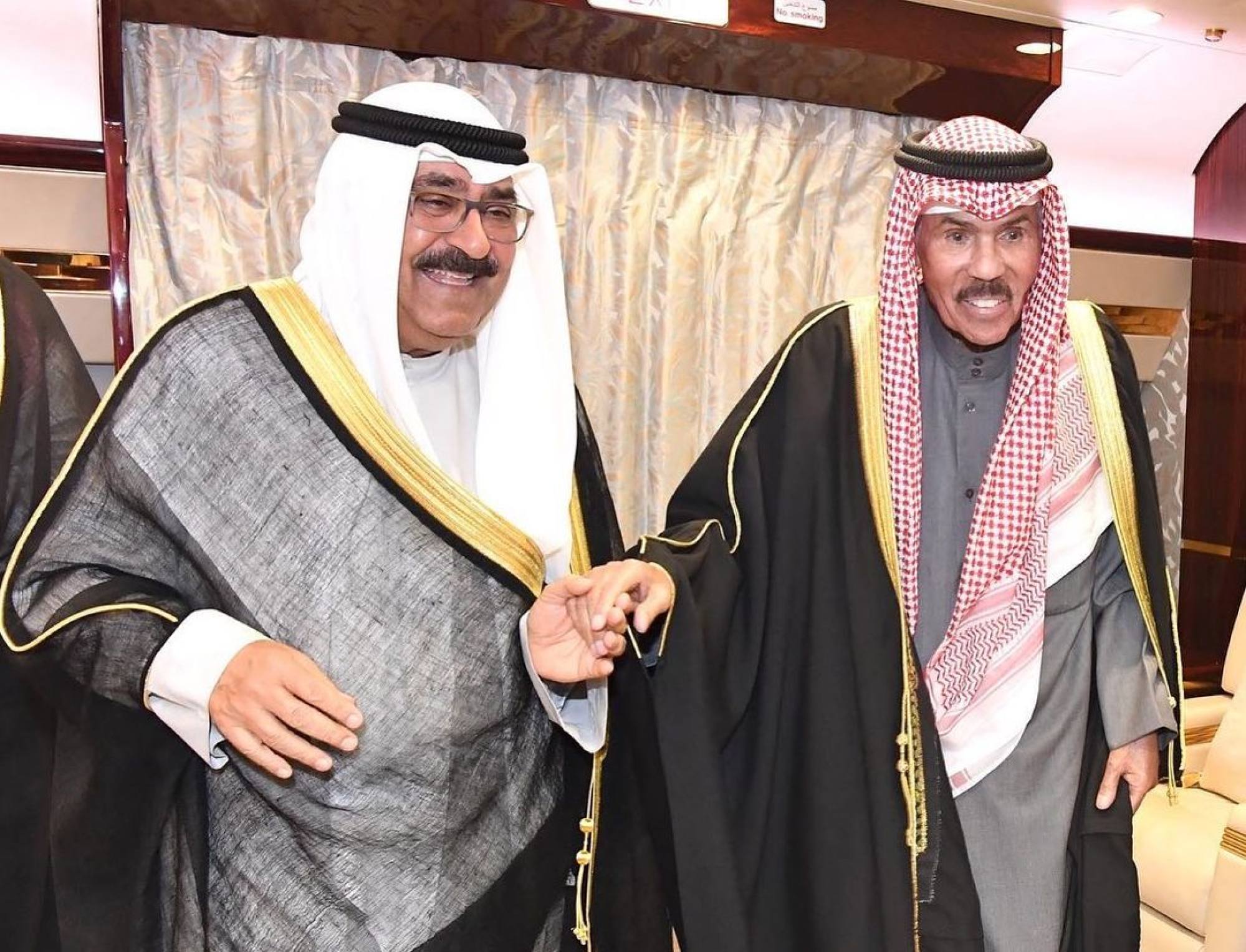 Shaikh Nawaf Ahmad Jaber Al-Sabah and Crown Prince Shaikh Mishaal Ahmad Jaber Al-Sabah have plenty to smile about. Photo: @kuwaitrulingfamily/Instagram