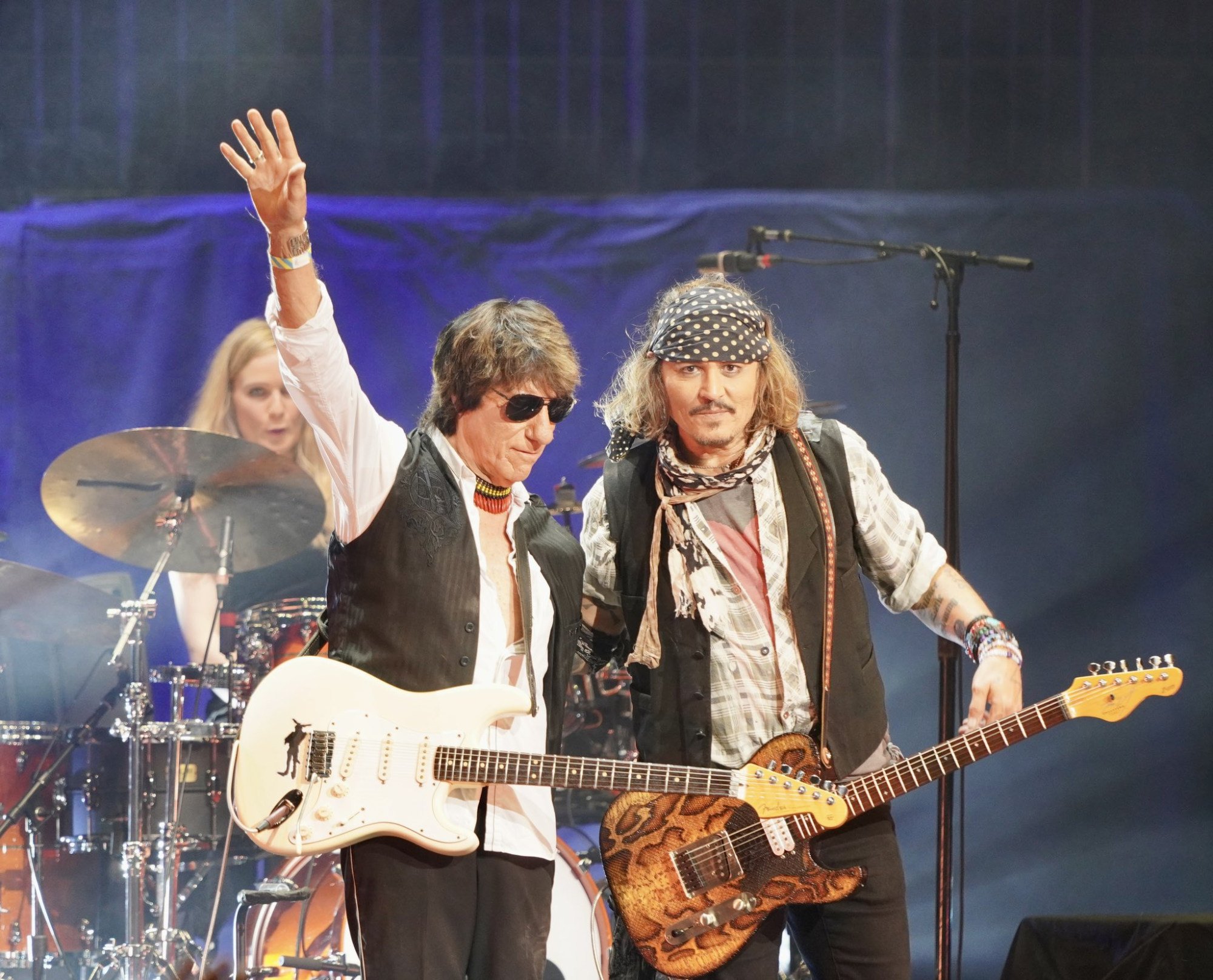 Johnny Depp spent the days before the verdict playing rock concerts in England with guitarist Jeff Beck. Photo: dpa