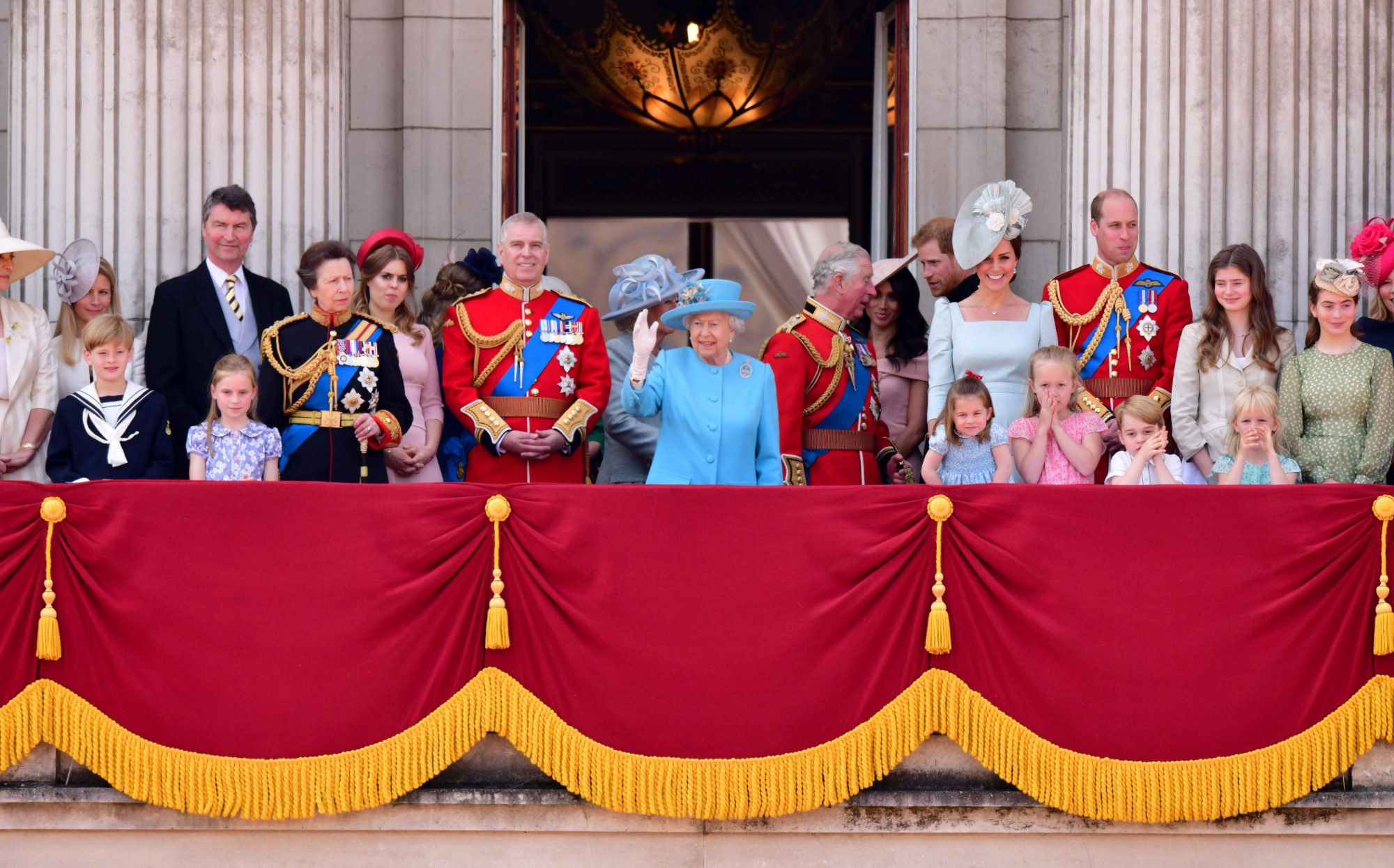 The British royal family gather on the balcony of London’s Buckingham Palace during the Trooping the Colour parade in, June 2018. Photo: FilmMagic