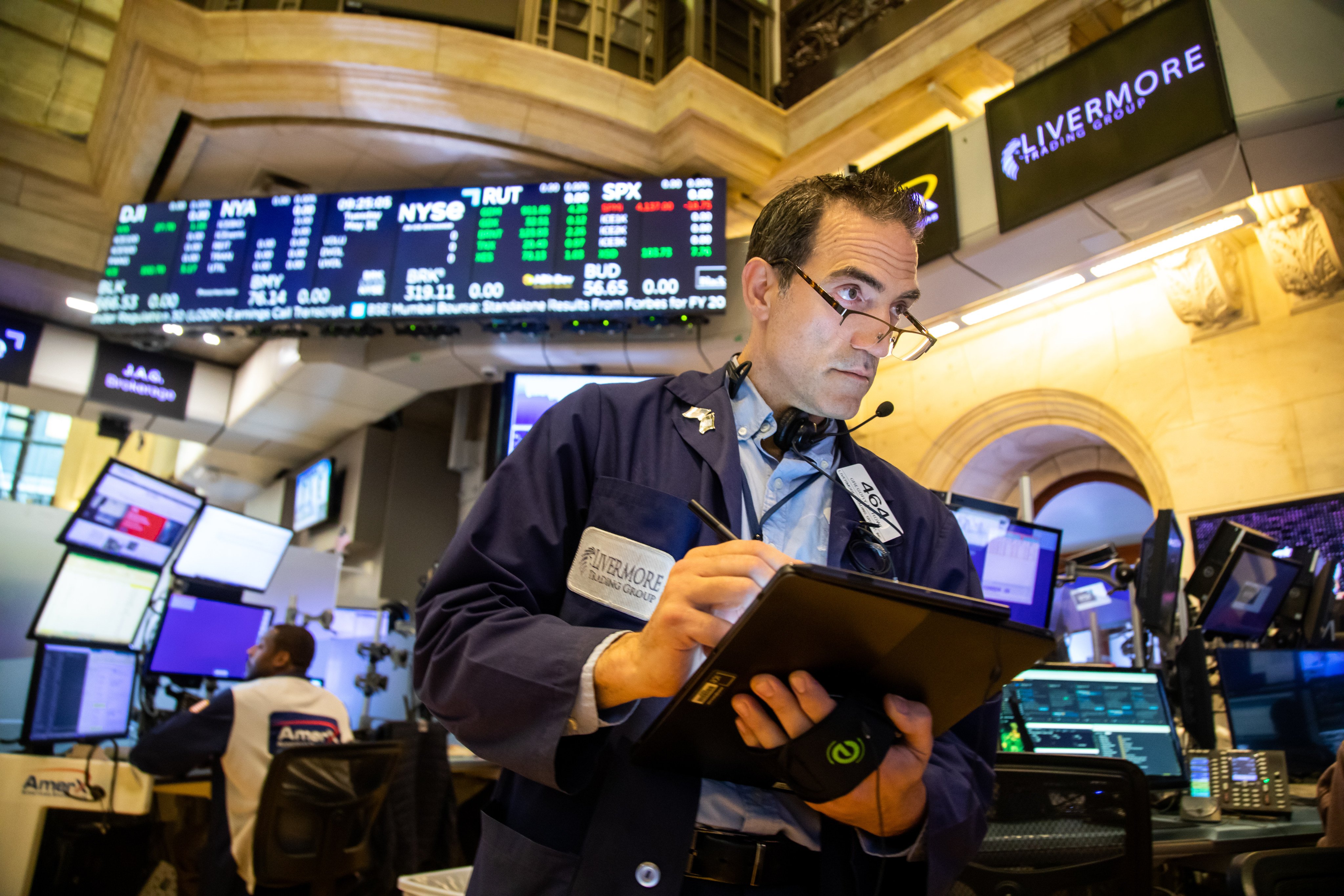 A trader works on the floor of the New York Stock Exchange on May 31. Photo: Bloomberg