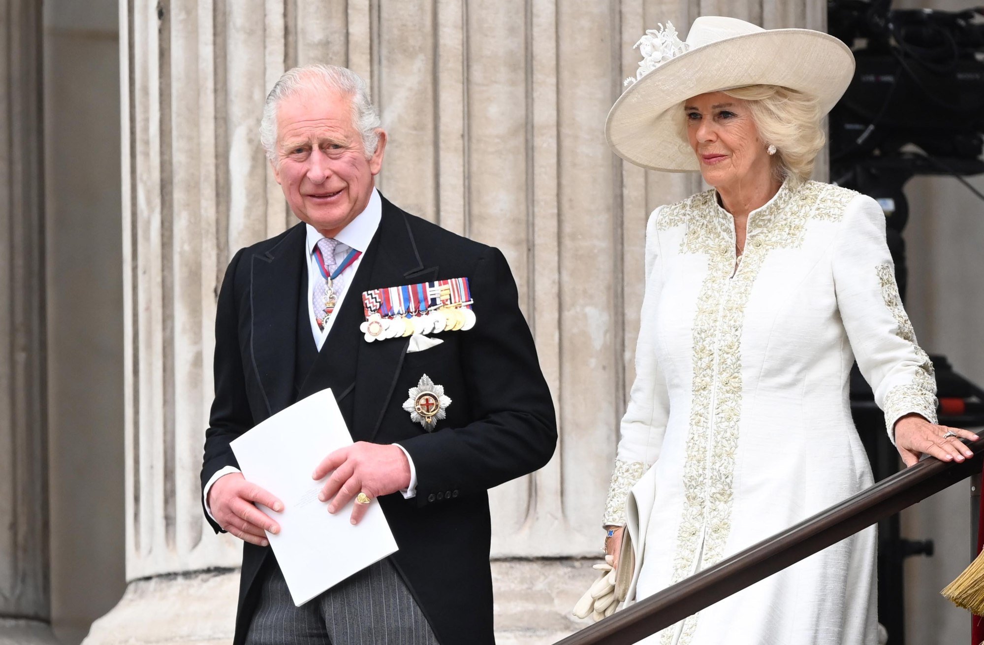 Britain’s Prince of Wales, Prince Charles and his wife Camilla, Duchess of Cornwall seen at celebrations of the Platinum Jubilee of his mother Queen Elizabeth, at St Paul’s Cathedral in London, on June 3. Photo: EPA-EFE