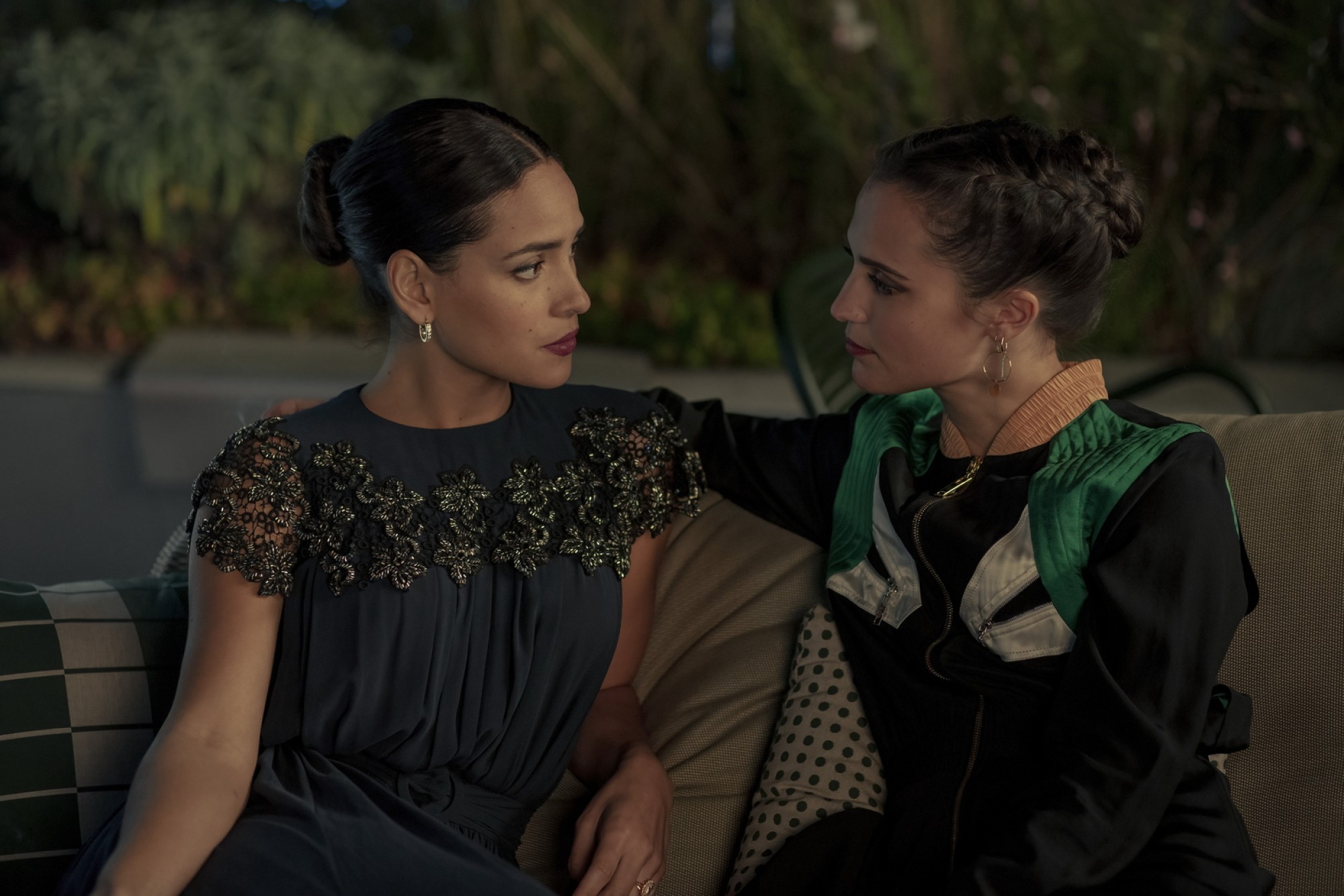 Adria Arjona (left) and Alicia Vikander in a still from Irma Vep.