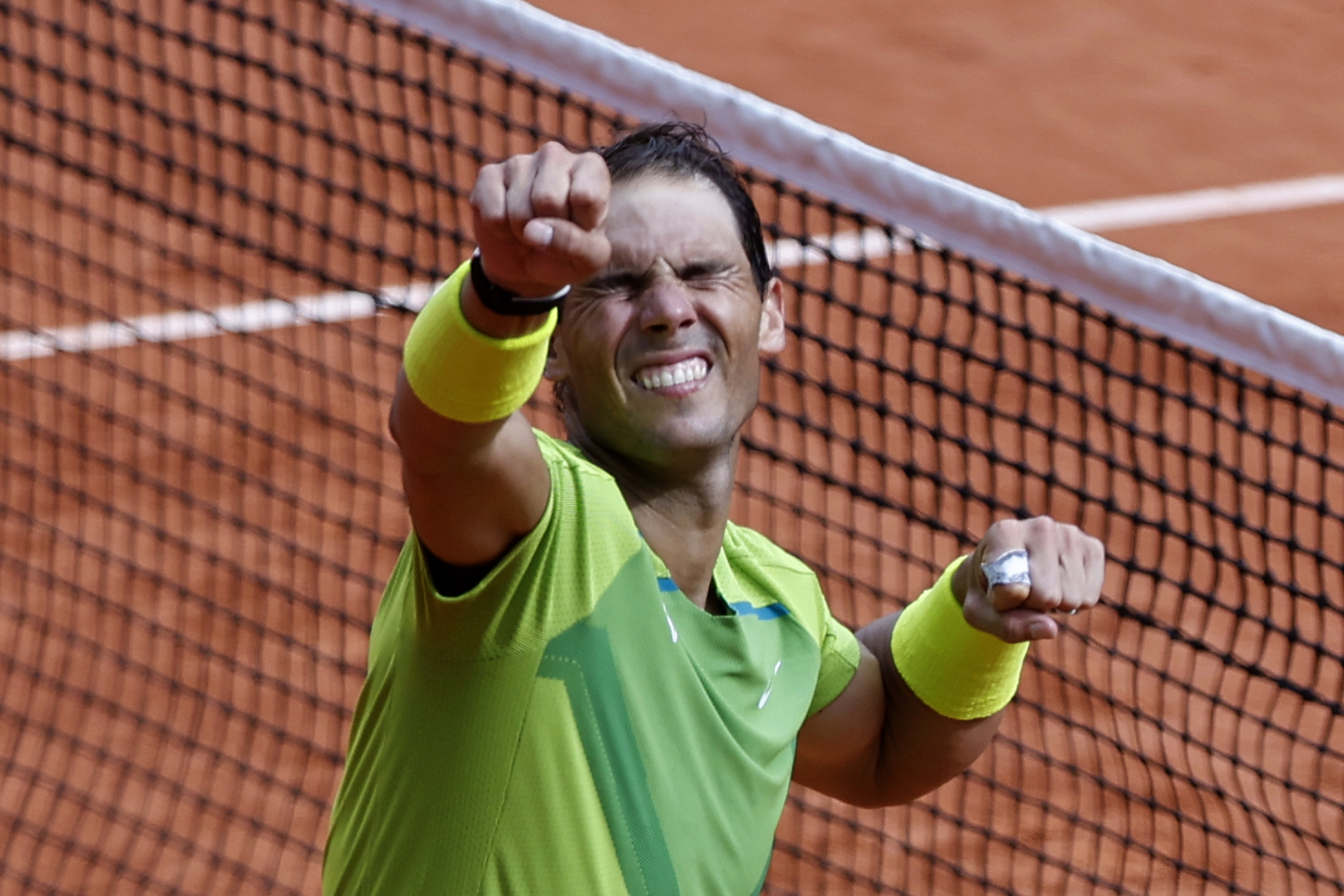 Spain’s Rafael Nadal reacts after winning the French Open tennis tournament at the Roland Garros stadium on Sunday in Paris. Photo: AP 