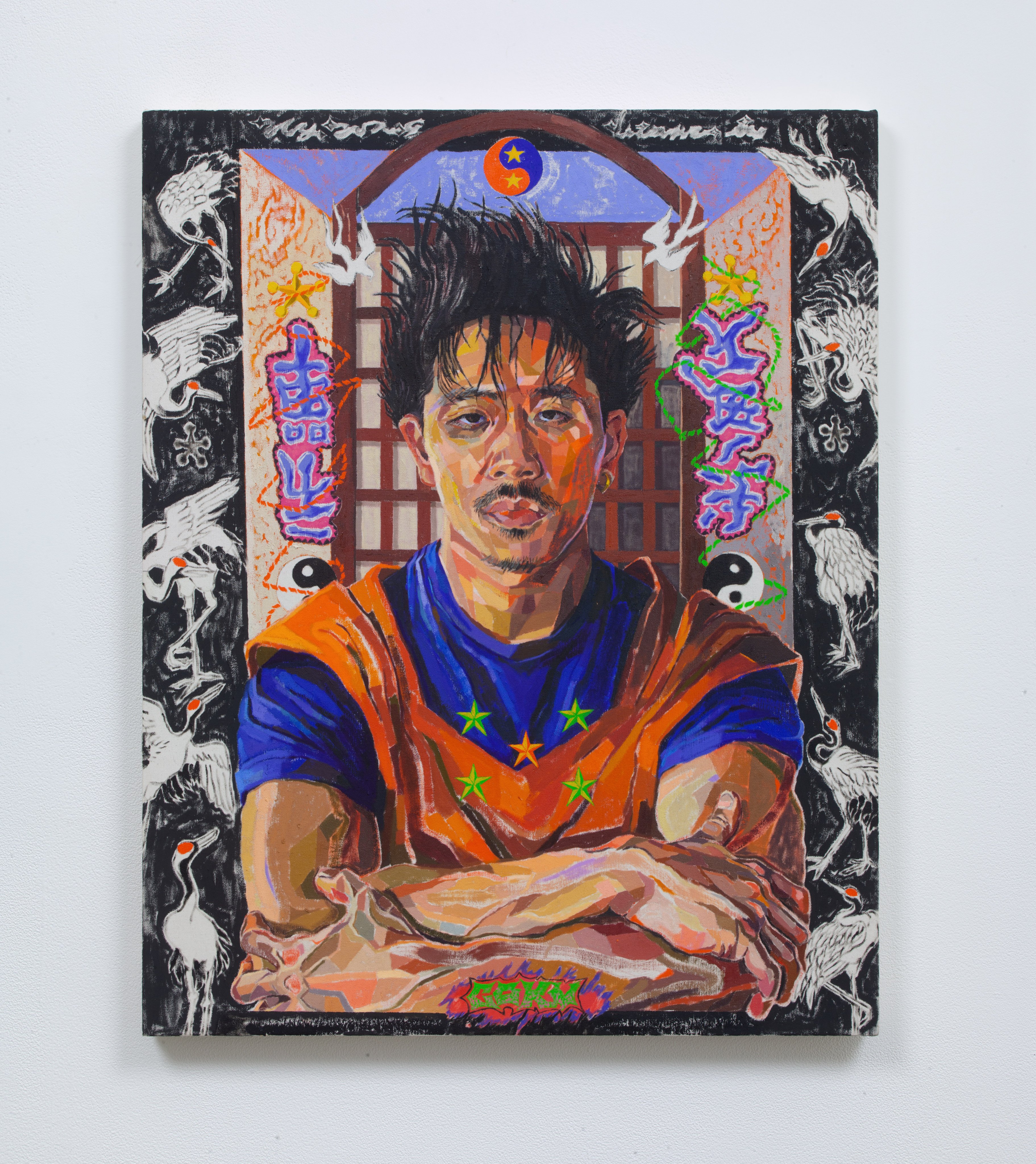 “Coolieism, aka: Sly Son Goku” (2021), by Oscar yi Hou, based on a character from the popular manga series Dragon Ball, mixes Asian and American iconography. Photo: Oscar yi Hou
