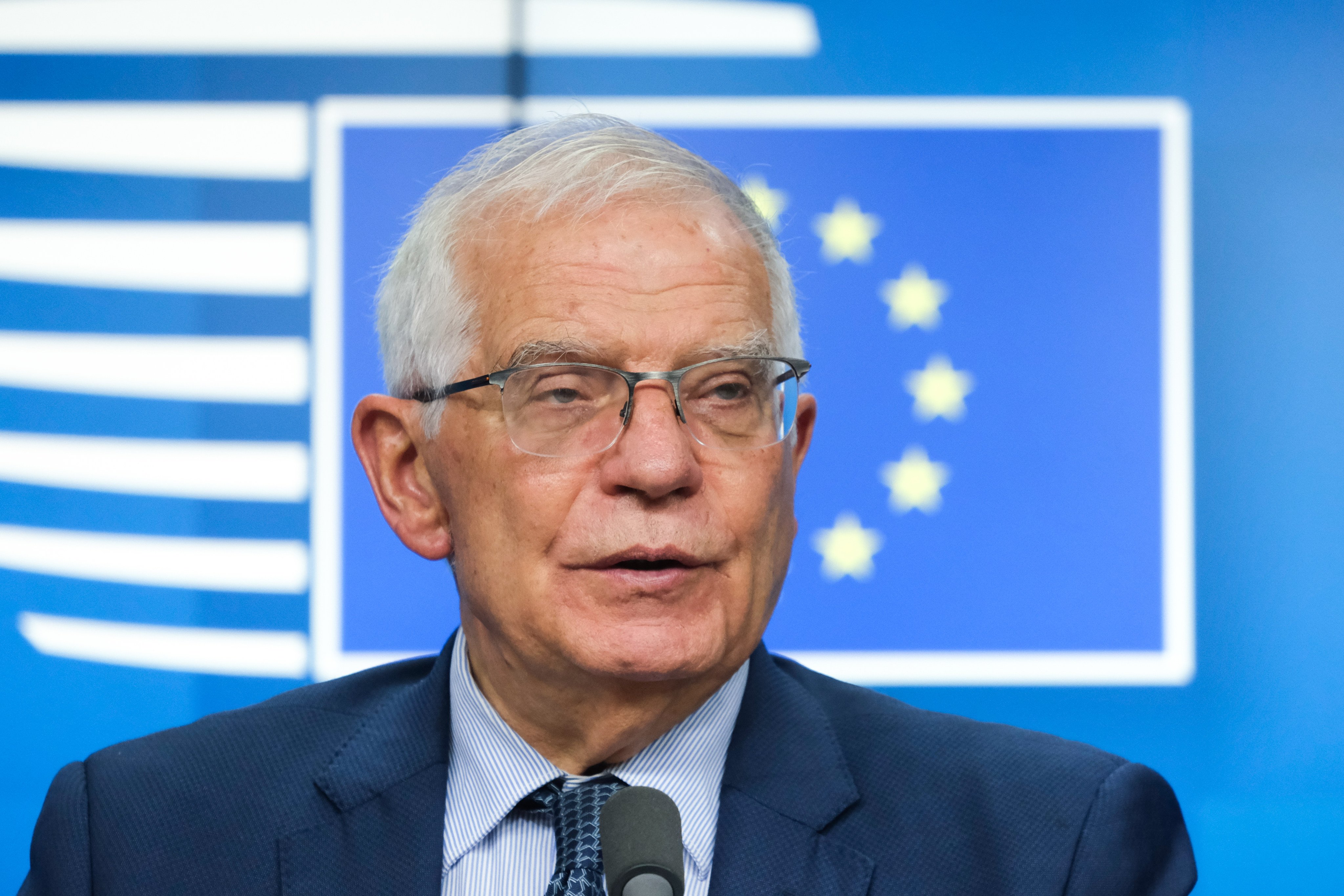 Josep Borrell, the EU’s high representative for foreign affairs and security policy, speaks on the sidelines of an EU meeting on May 20, where member states adopted a sixth package of sanctions on Russia over its invasion of Ukraine. Photo: EU Council/DPA