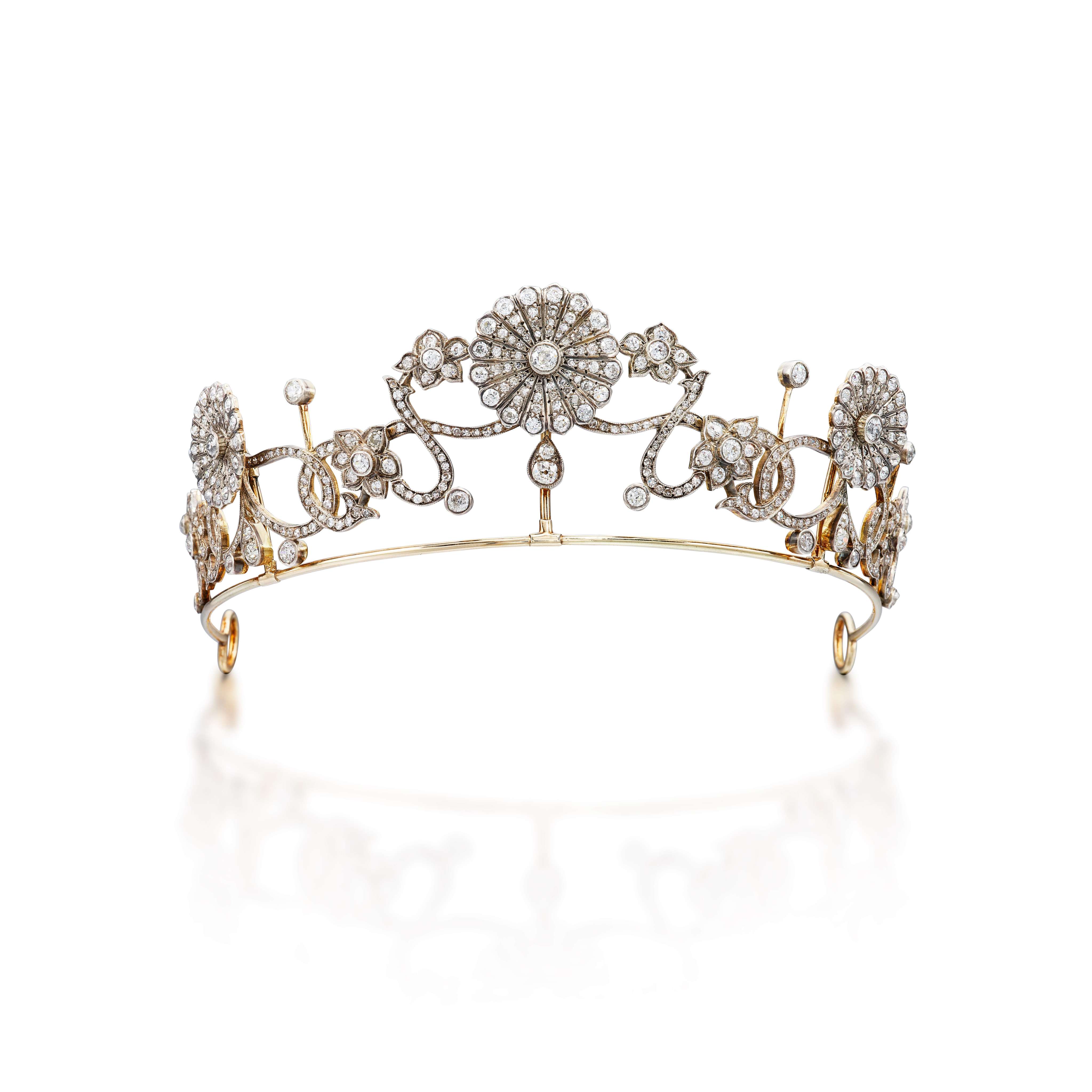 Up for auction in July, this floral tiara is an example of the style favoured by royals around the world but more modern interpretations have recently been rocking award-season red carpets. Photo: Sotheby’s