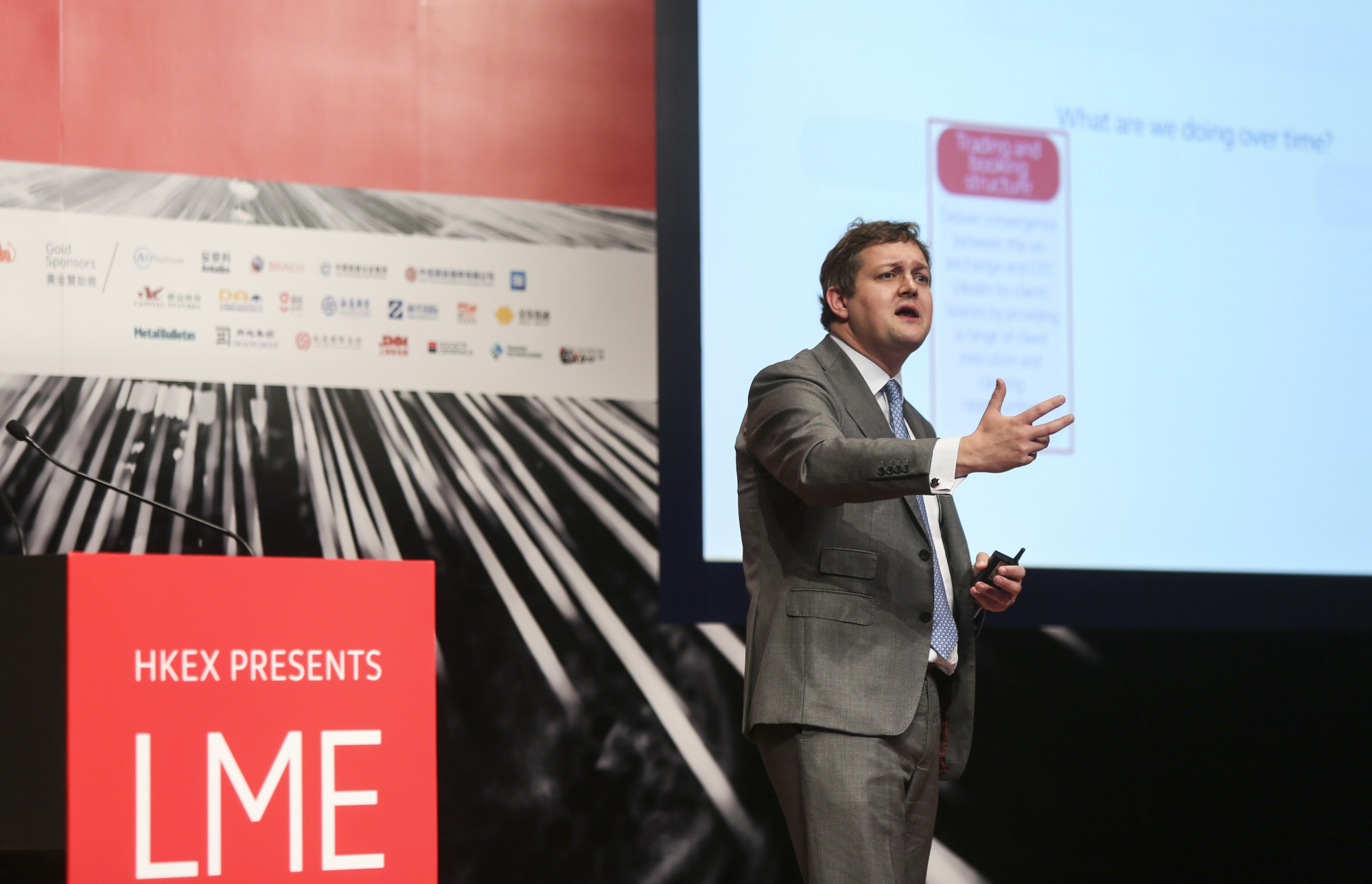London Metal Exchange CEO Matthew Chamberlain speaks during the LME Asia Week forum in Wan Chai in 2018. Photo: Xiaomei Chen