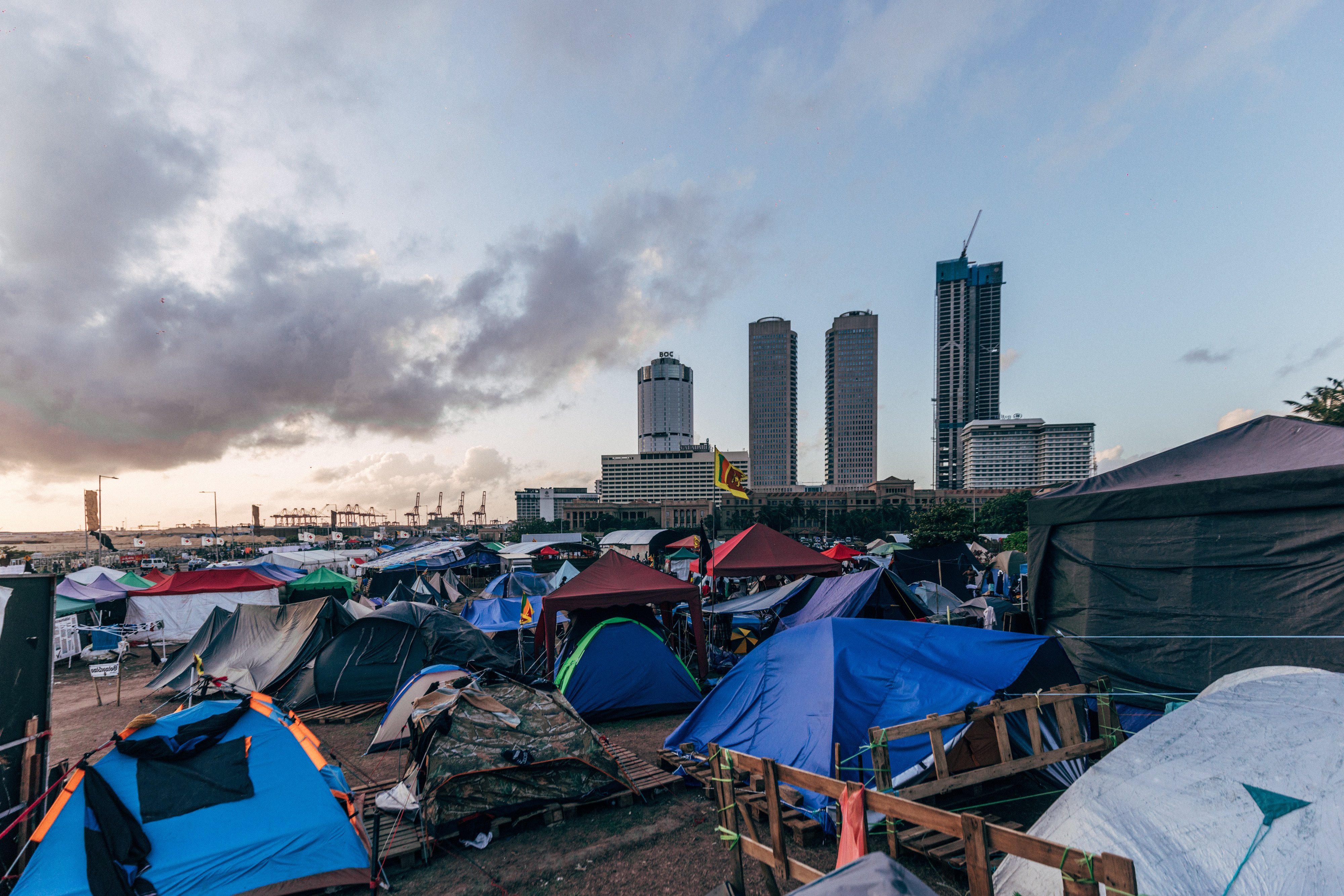 The GotaGoGama protest site near Galle Face in Colombo, Sri Lanka, where protesters demanding the resignation of President Gotobaya Rajapaksa amid an economic crisis are camped out. Photo: Bloomberg