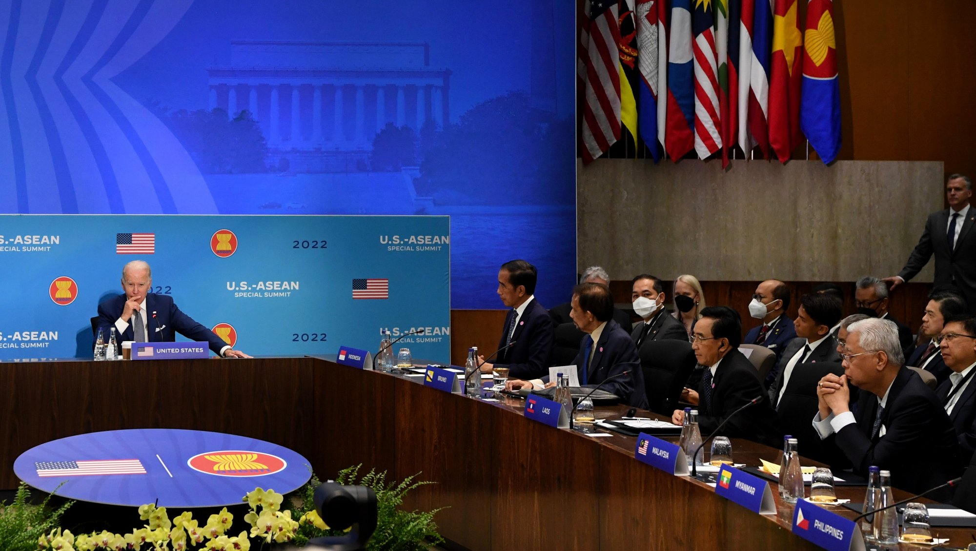US President Joe Biden meets visiting Asean leaders at the US-Asean special summit on May 14 at the State Department in Washington. Photo: Bernama / dpa