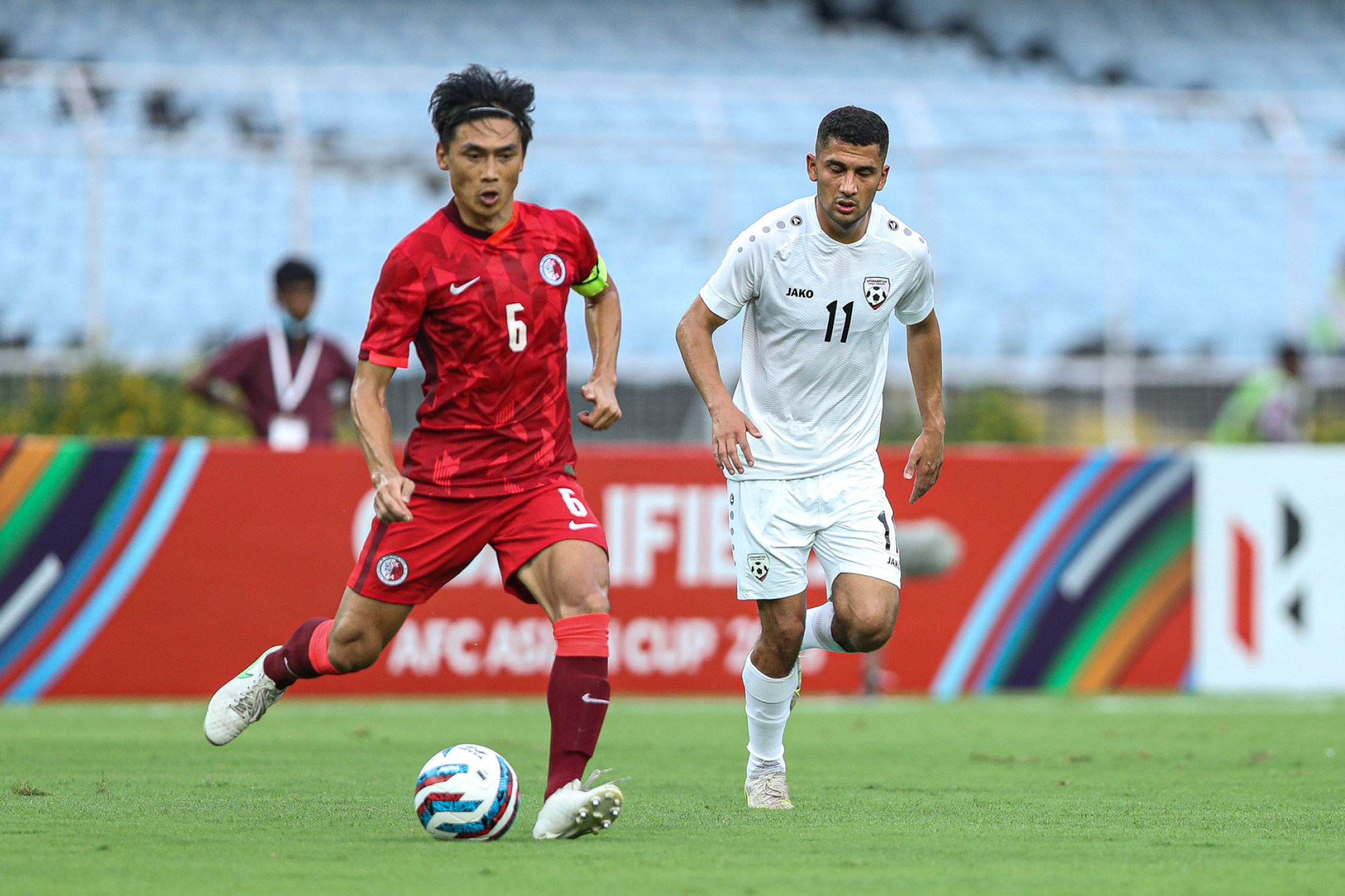 Captain Huang Yang in action against Afghanistan. Photo: HKFA