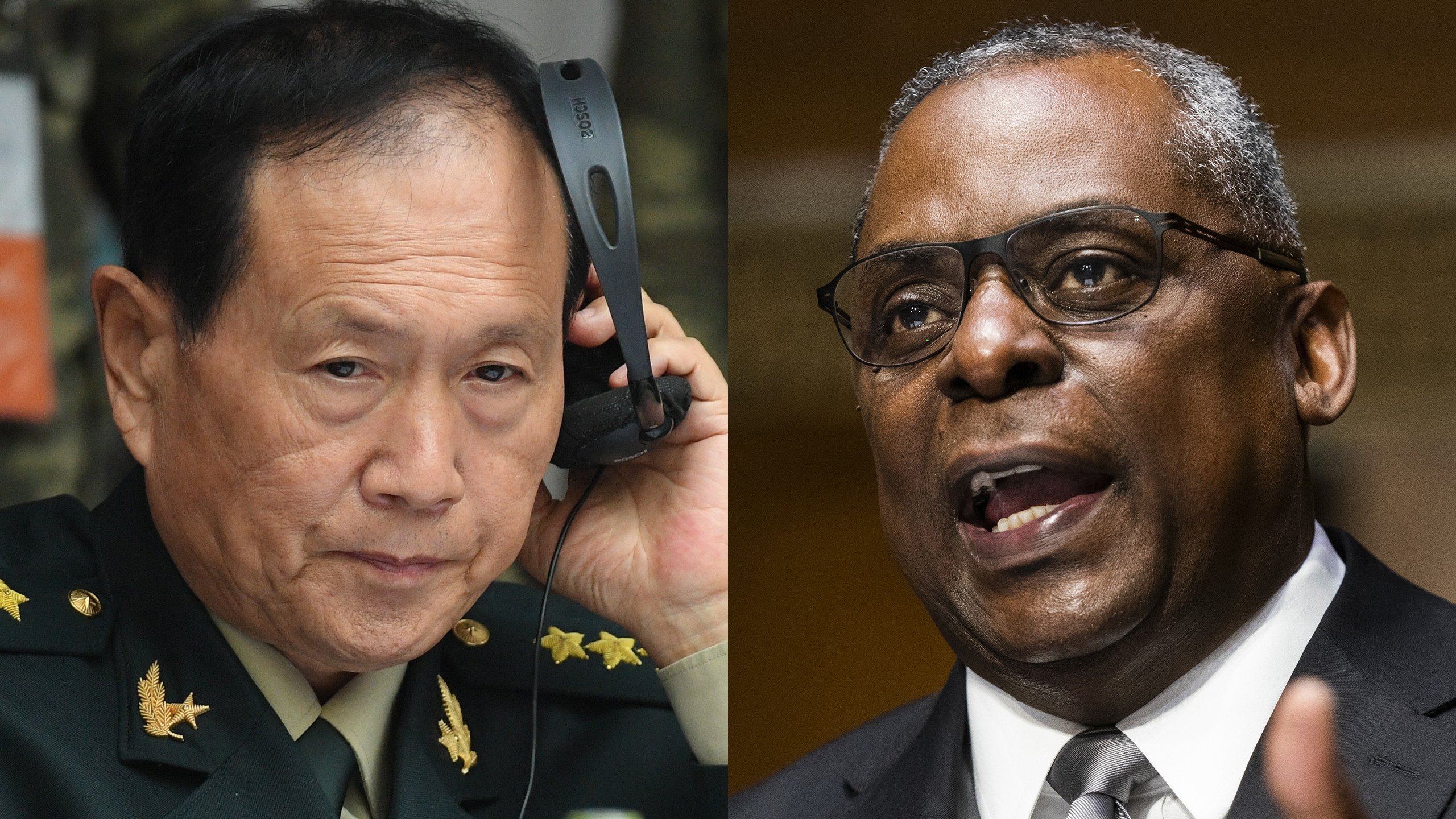 Chinese Defence Minister General Wei Fenghe and his US counterpart Lloyd Austin held talks in Singapore on Friday. Photos: AP, Getty Images
