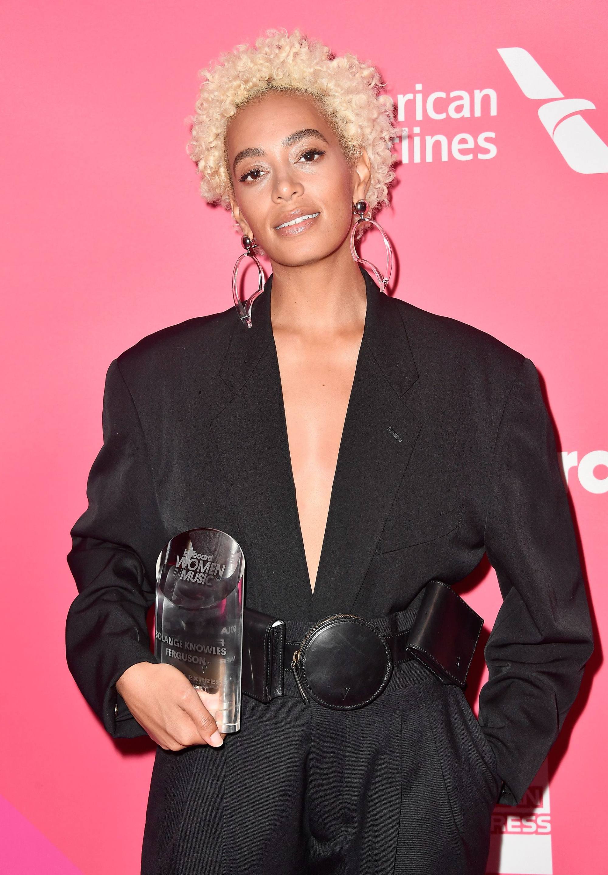 Solange Knowles at the Billboard Women in Music 2017 awards. Photo: Getty Images/AFP
