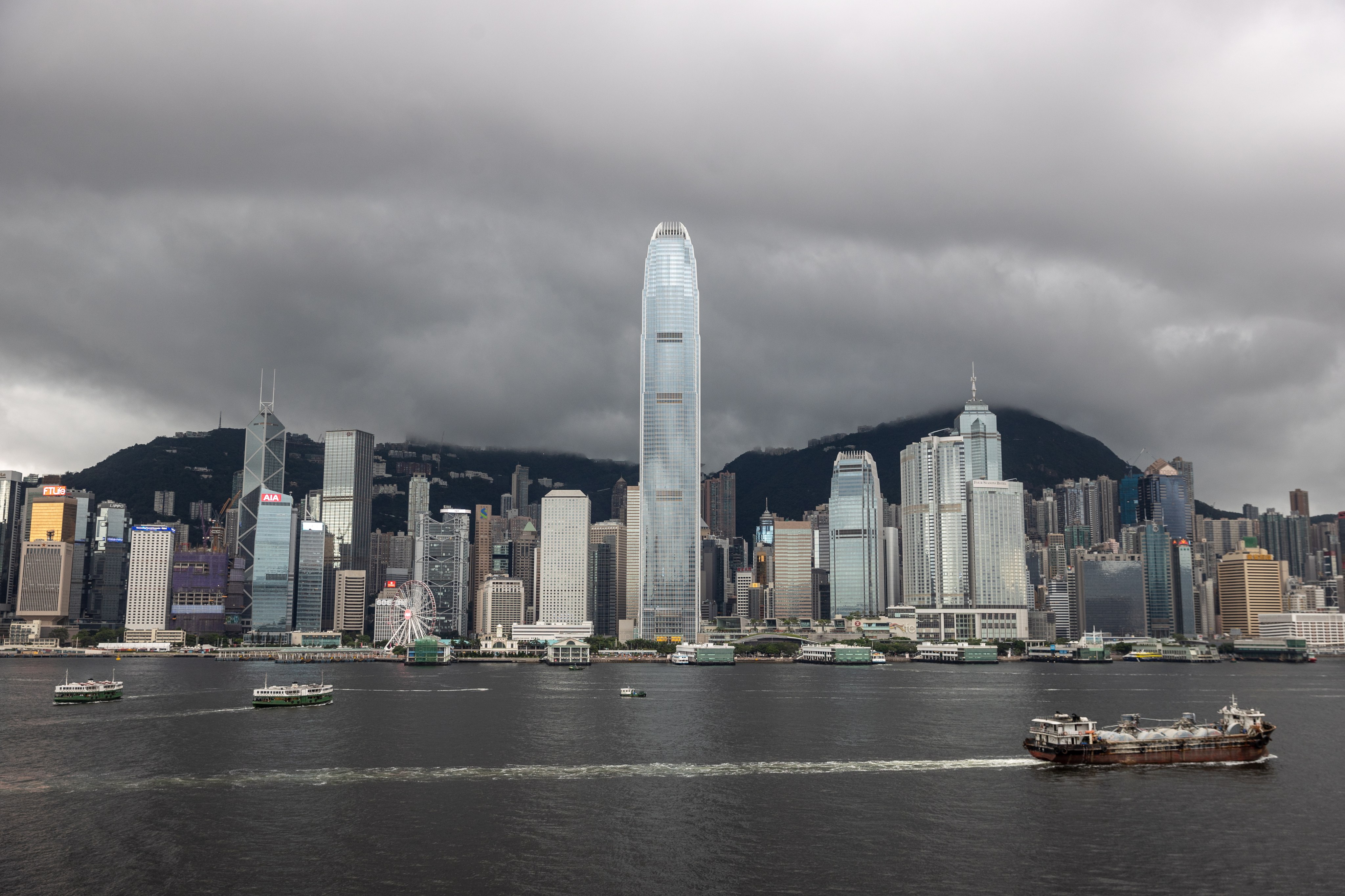 Hong Kong Island’s skyline shrouded in clouds on 6 June 2022. Photo: EPA-EFE