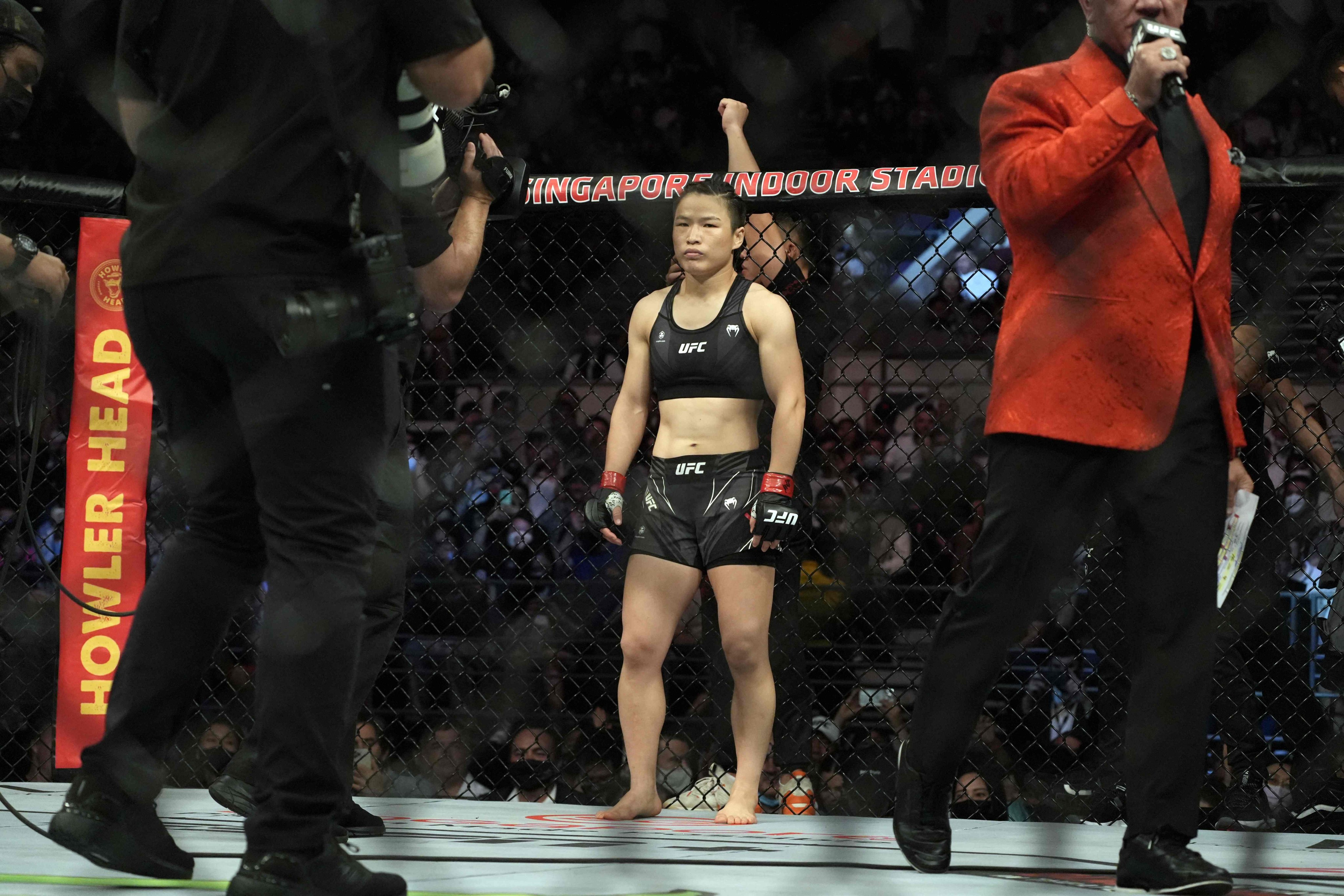 Zhang Weili looks on ahead of her fight against Joanna Jedrzejczyk at UFC 275. Photo: AFP