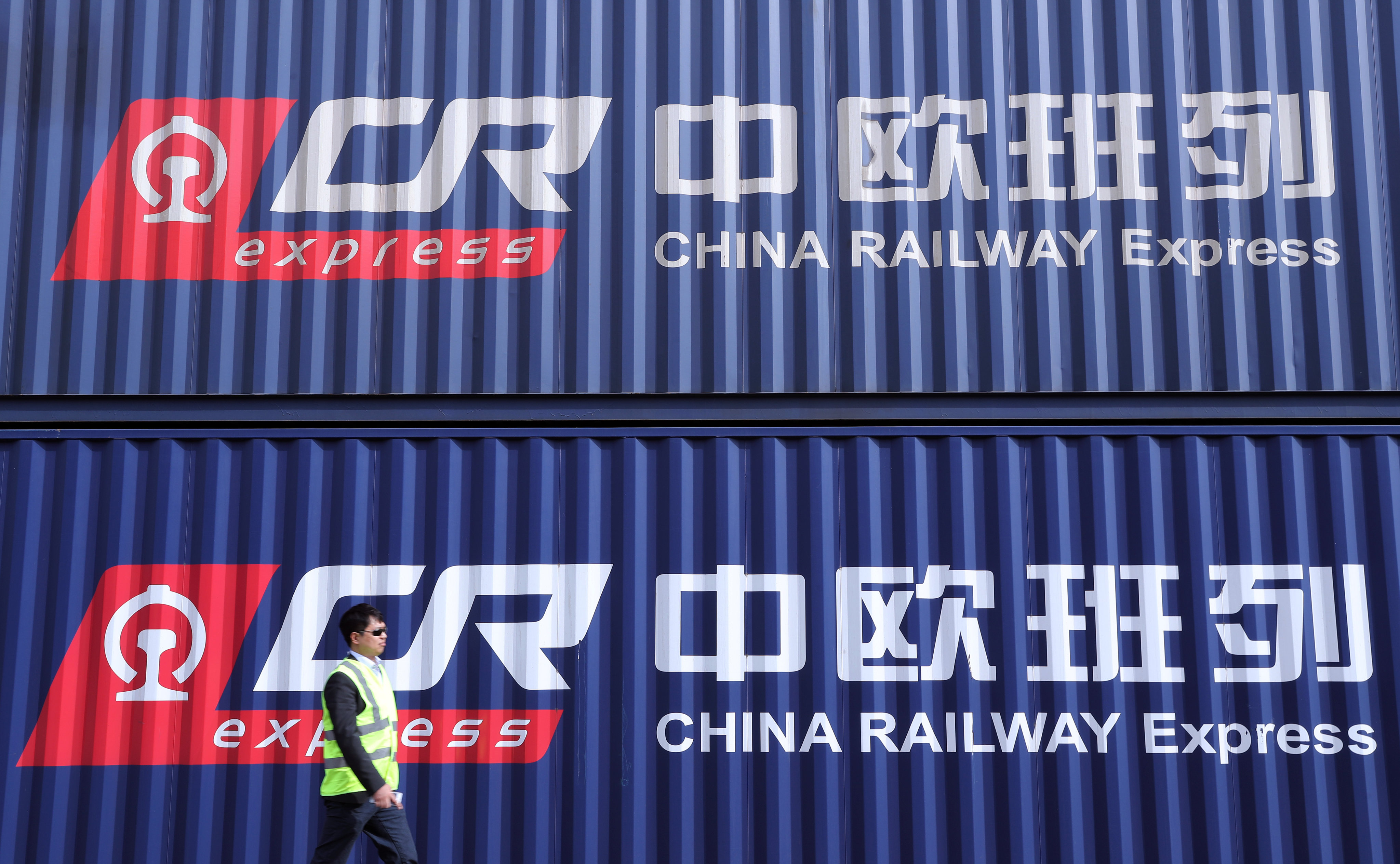 China Railway Express containers sit at the Intermodal Terminal DIT in Duisburg, Germany, in November 2018. Ukraine’s integration into the rail network entails heading an alternative China-EU trade route to the Russia-Belarus one. Photo: Xinhua 