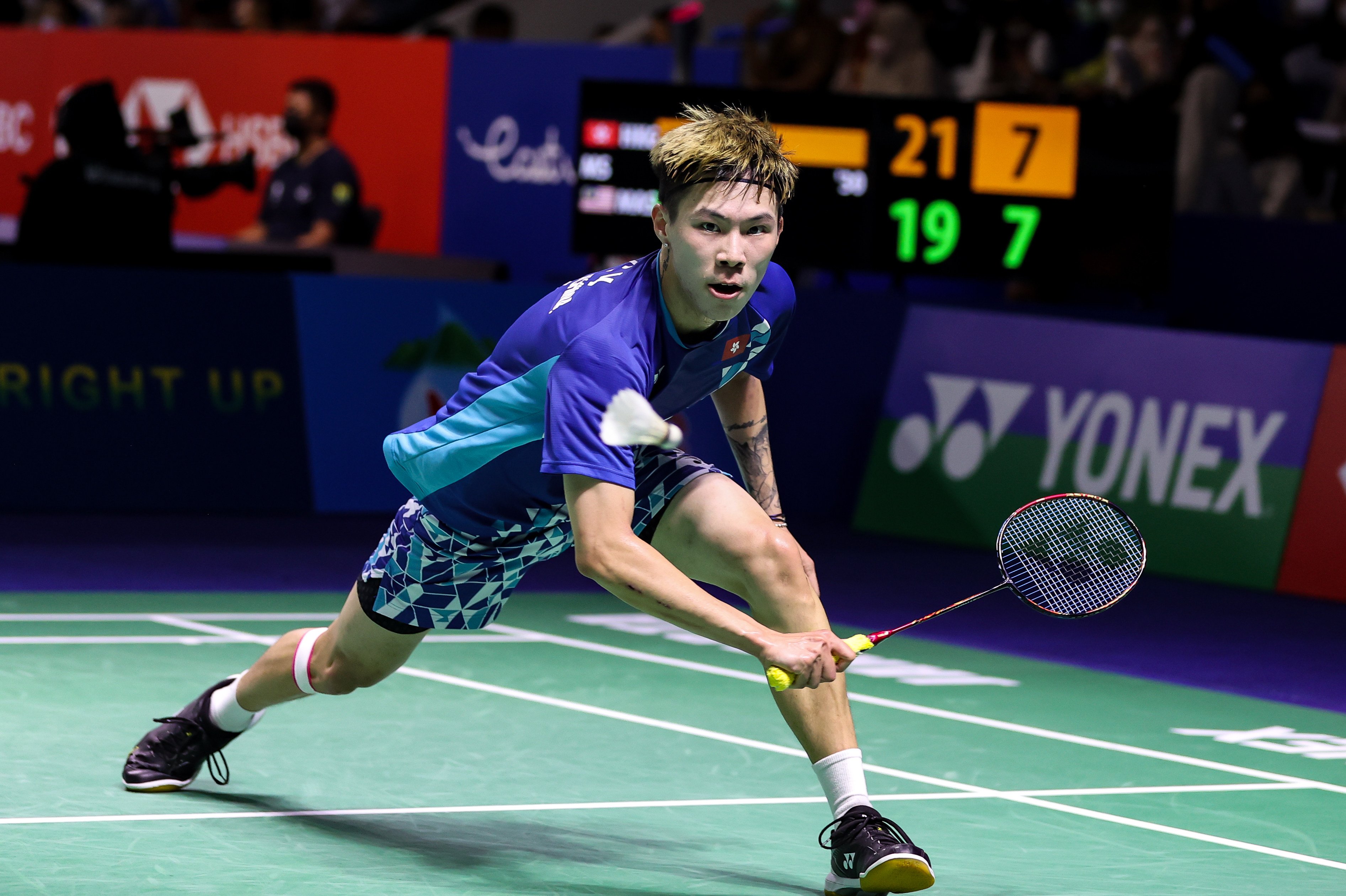 Lee Cheuk-yiu in his victory over Darren Liew of Malaysia at the Indonesia Open. Photo: Badmintonphoto