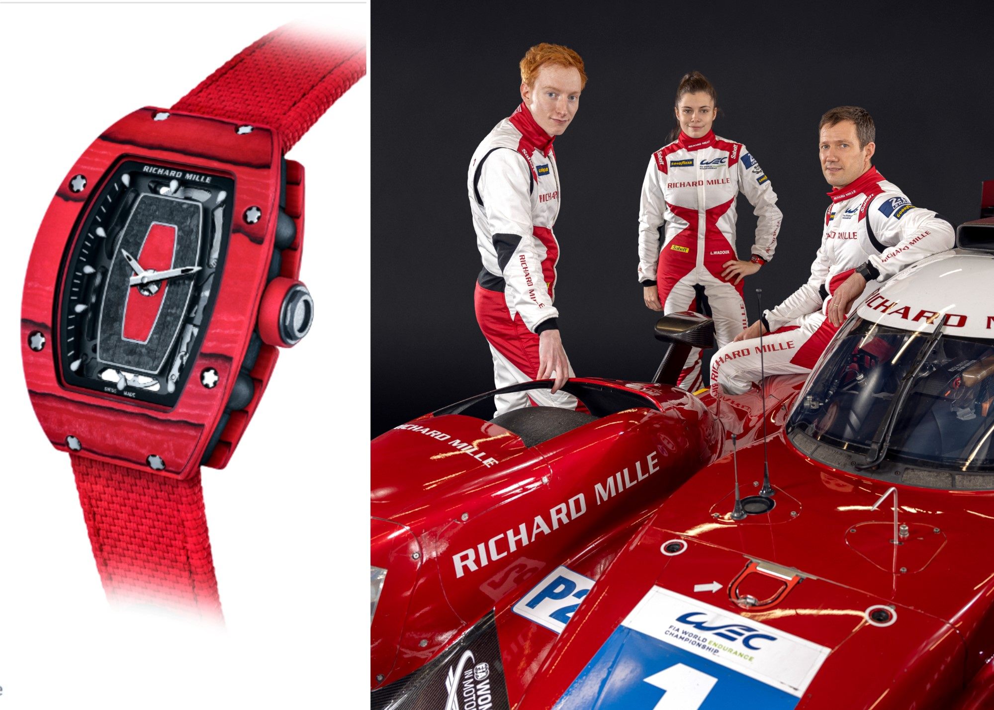 The Richard Mille Racing Team features Charles Milesi, Lilou Wadoux – who races wearing the Richard Mille RM 07-01 watch, pictured – and Sébastien Ogier for 2022. Photos: Richard Mille, Frederic Le Floc’h/DPPI