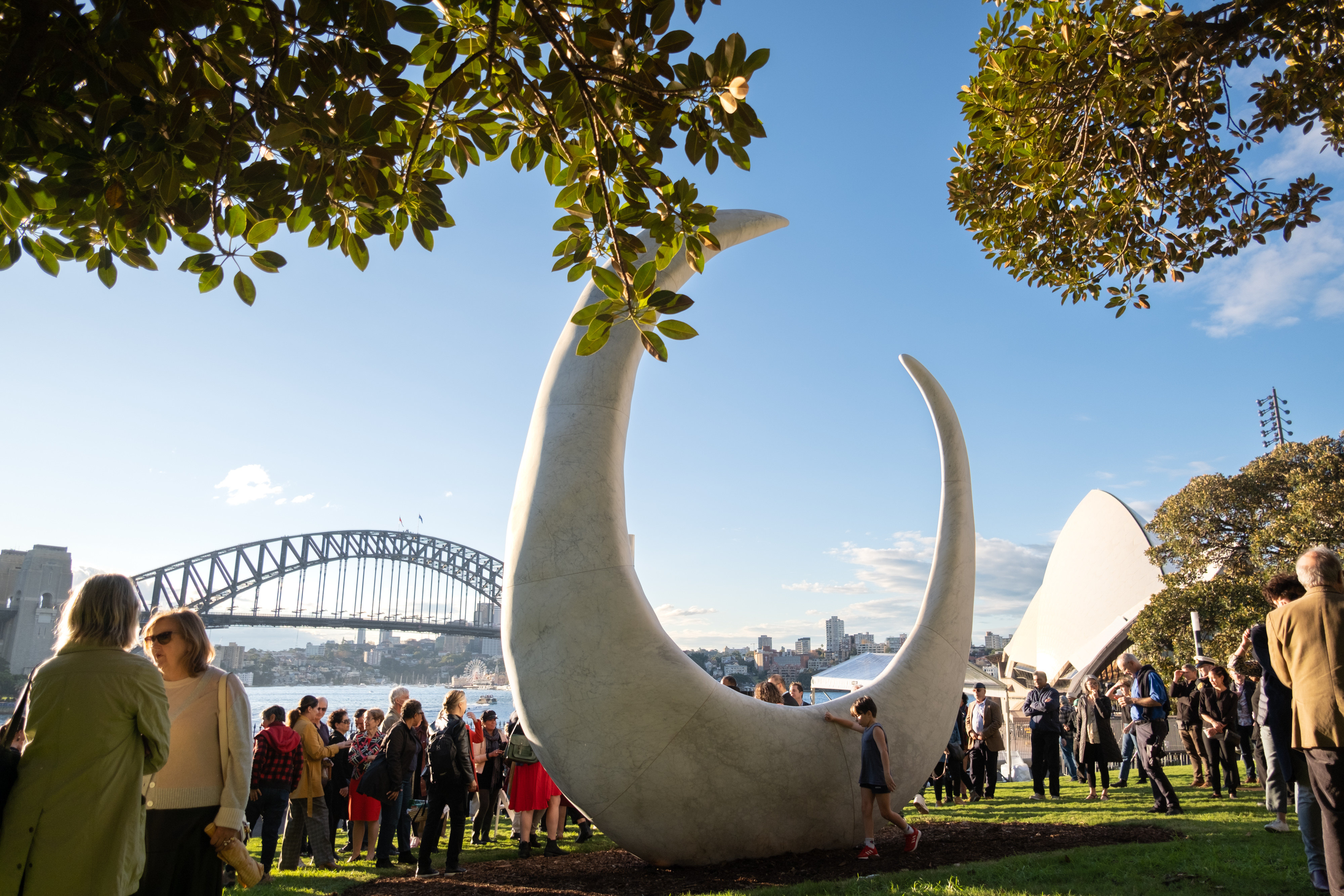 The Bara sculpture in Sydney, Australia, which looks out at the Sydney Opera House and Sydney Harbour Bridge, celebrates the country’s Aboriginal history. Photo: Joseph Mayers