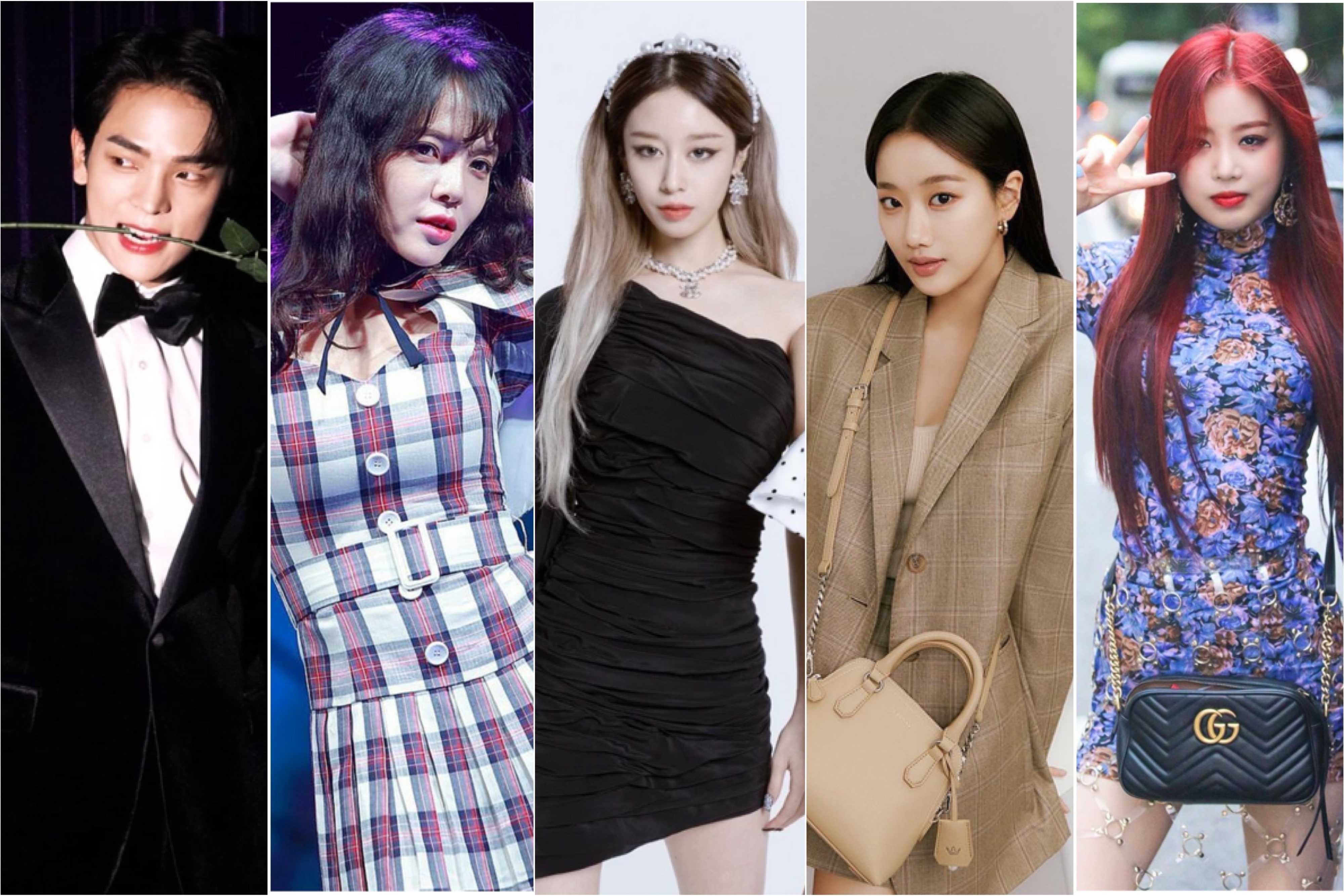 K-pop idols Stray Kids’ Woojin, AOA’s Jimin, T-ara’s Jiyeon, April’s Naeun, and (G) I-dle’s Soojin have all been embroiled in bullying allegations in the past. Photos: Instagram