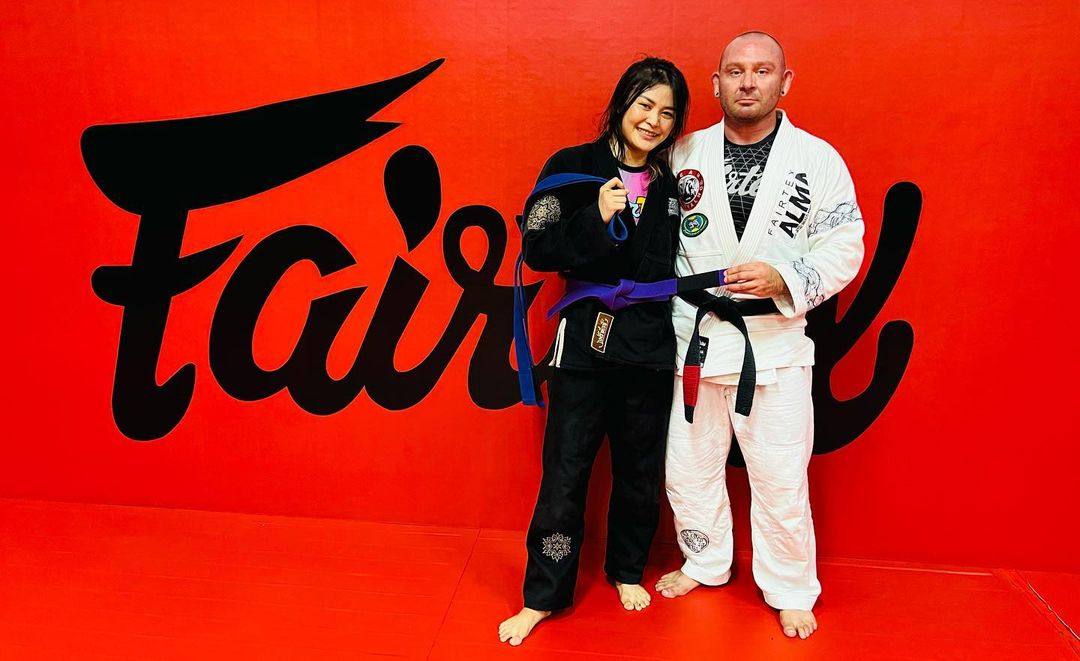 ONE Championship Stamp Fairtex receives BJJ purple belt as coach