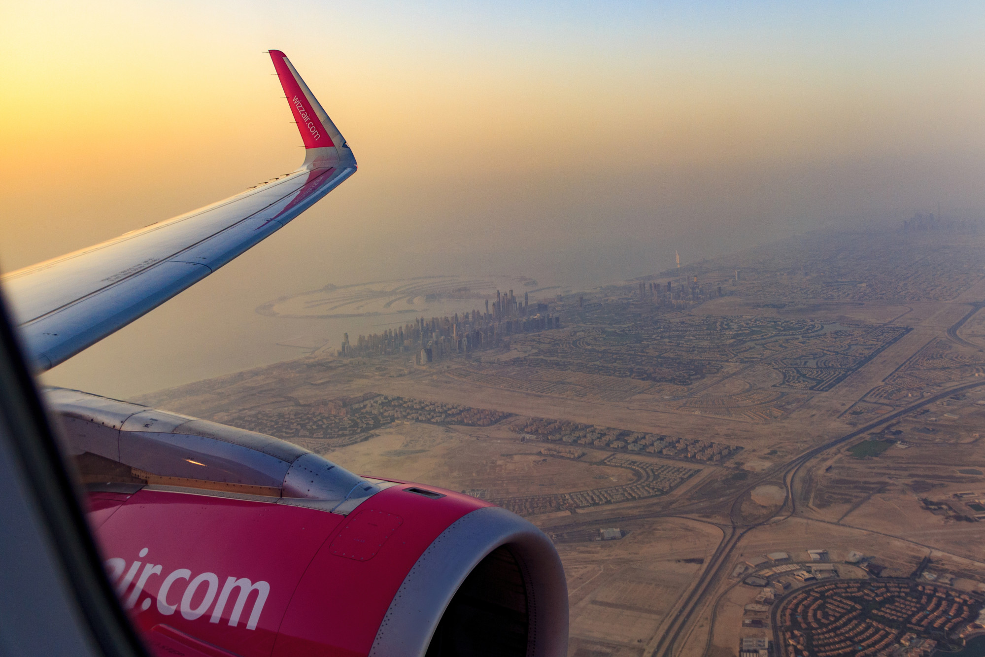The Dubai skyline seen from a Wizz Air plane. Photo: Shutterstock