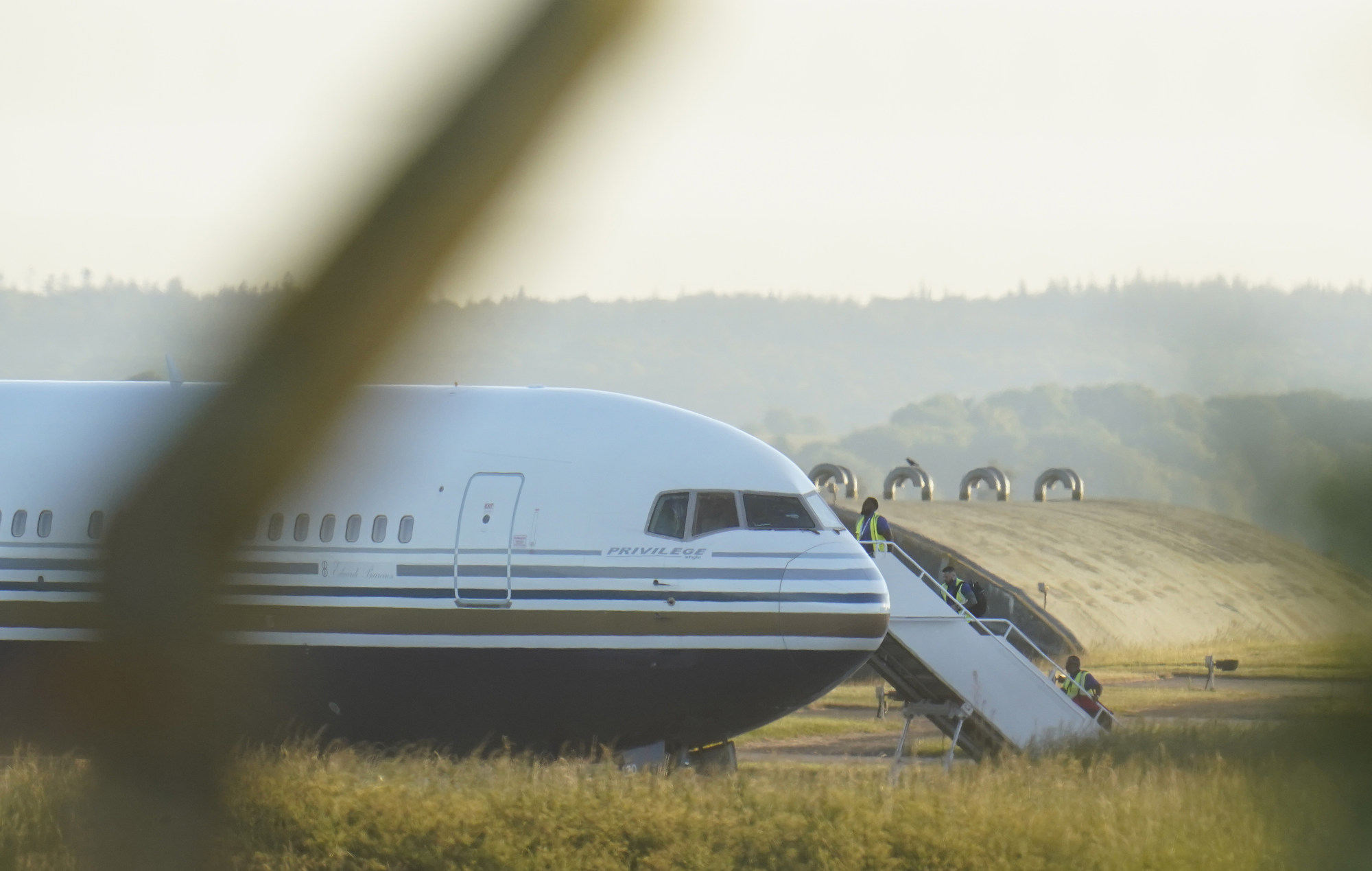 A Boeing 767 at MoD Boscombe Down base. The plane was blocked from taking asylum seekers from the UK to Rwanda. Photo: dpa