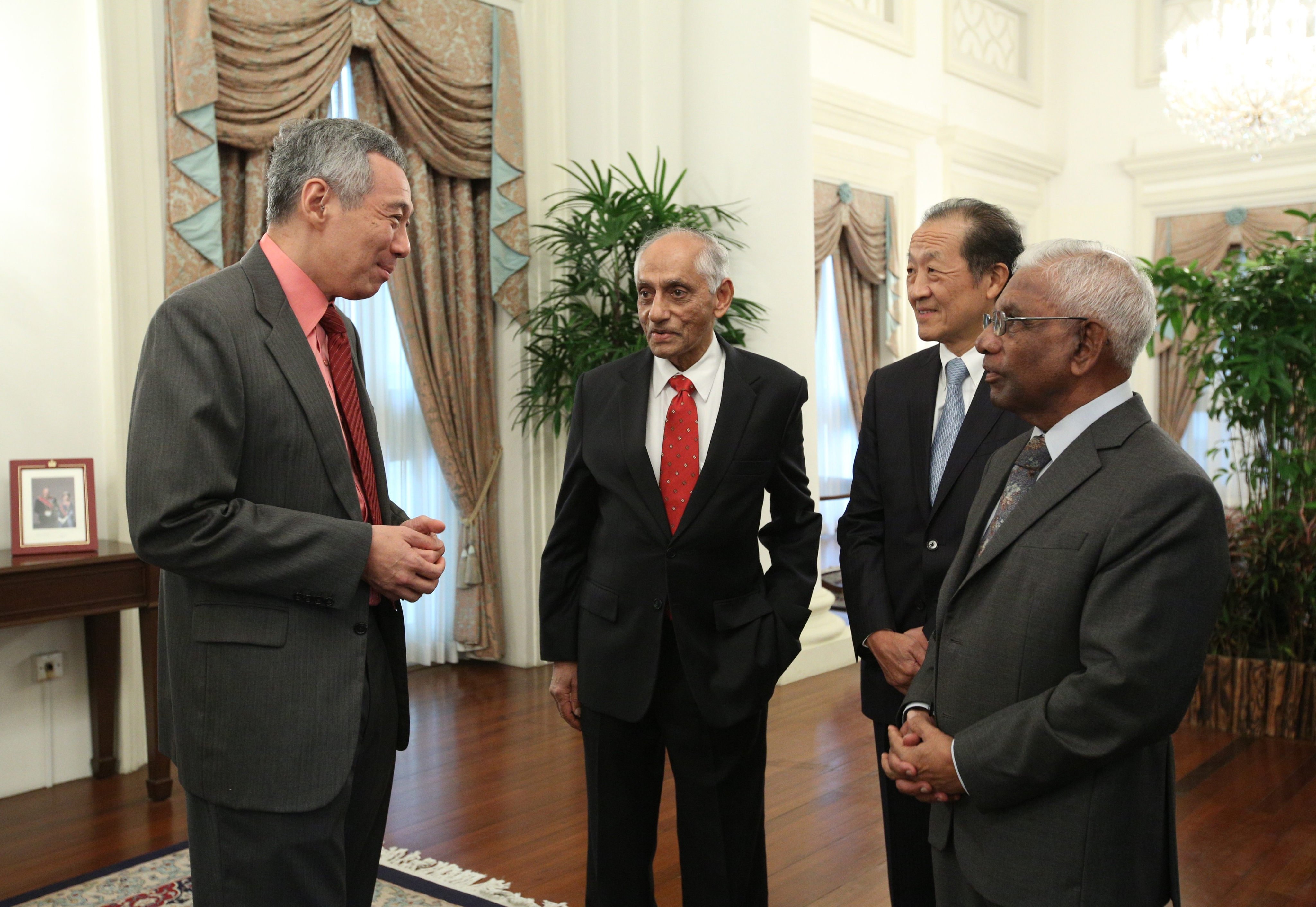 Mr J Y Pillay was sworn in as a member of the Presidential Council of Advisers (CPA) and re-appointed as Chairman of the CPA on 2 January 2015. Both re-appointments are for a further period of four years with effect from 2 January 2015. The appointment and swearing in ceremony, which was conducted in the Istana, was attended by Prime Minister Lee Hsien Loong and members of the CPA. Photo: Prime Minister’s Office Singapore