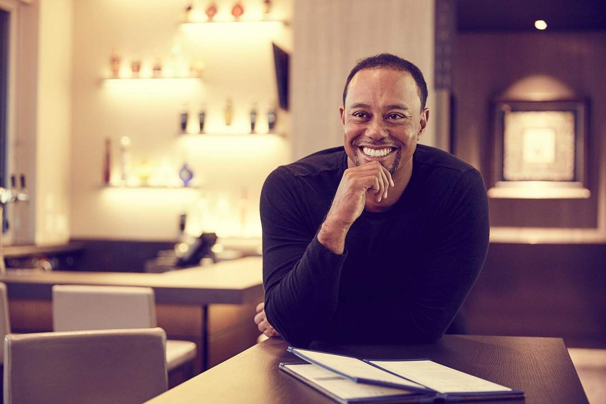 Tiger Woods at his own restaurant, The Woods Jupiter. Photo: @tigerwoods/Instagram