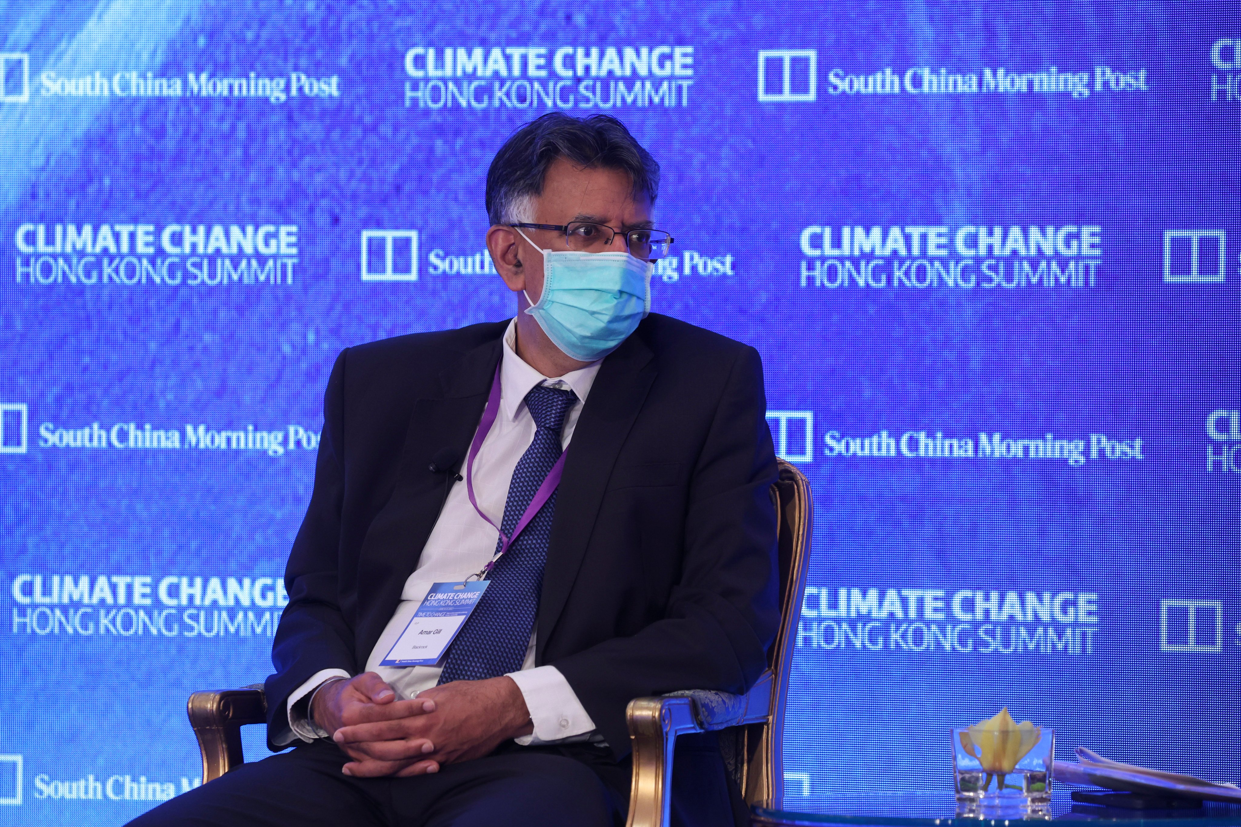 Amar Gill, managing director and head of investment stewardship in Asia-Pacific at Blackrock, takes part in a panel discussion at SCMP’s Climate Change Hong Kong Summit 2022 at Island Shangri La on June 16, 2022. Photo: SCMP / Yik Yeung-man