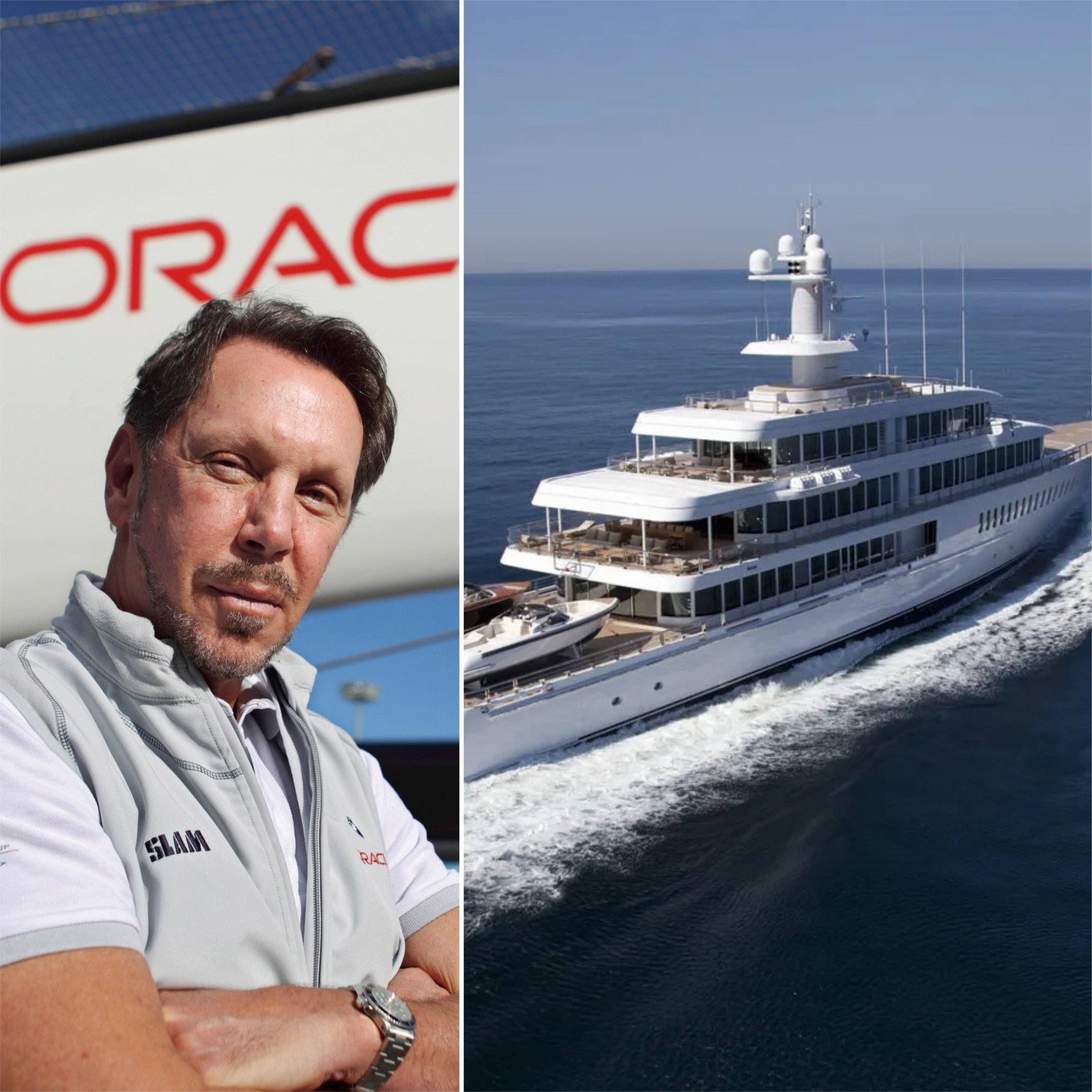 Oracle’s co-founder Larry Ellison loves his superyachts, with his current 88-metre Feadship Musashi far from the biggest he has owned. Photos: AP, Boat International