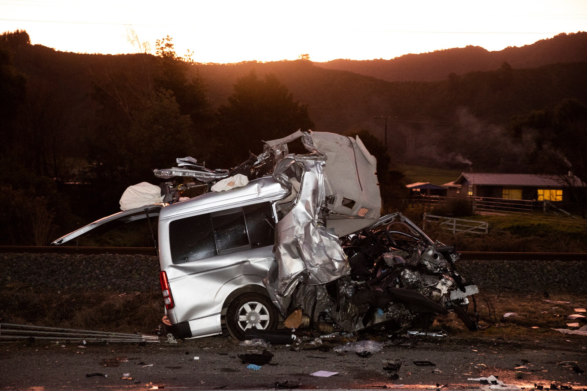The family’s van was almost completely destroyed in the crash. Photo: New Zealand Herald