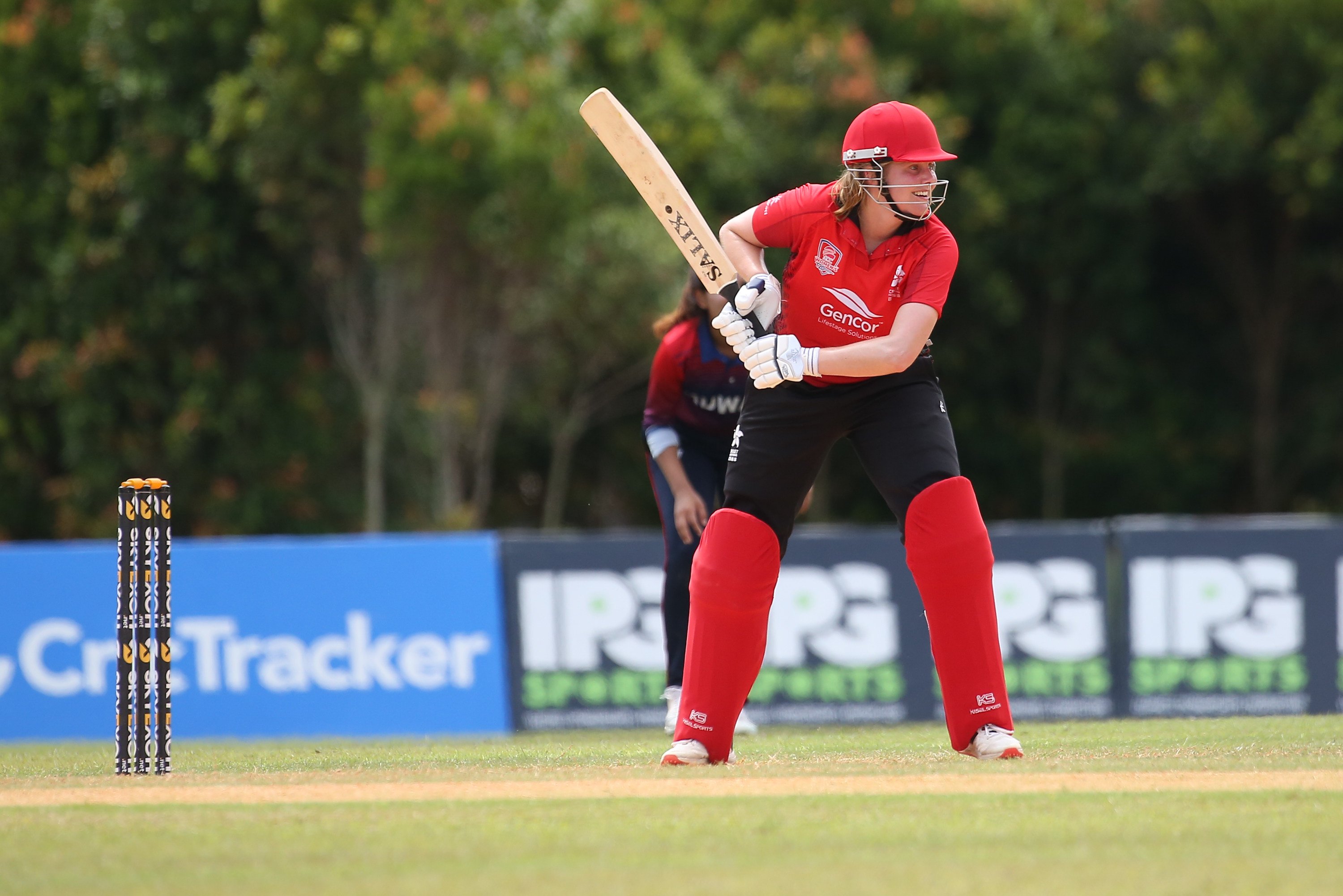 Elysa Hubbard put a solid 13 runs on the board for Hong Kong against Kuwait. Photo: ACC