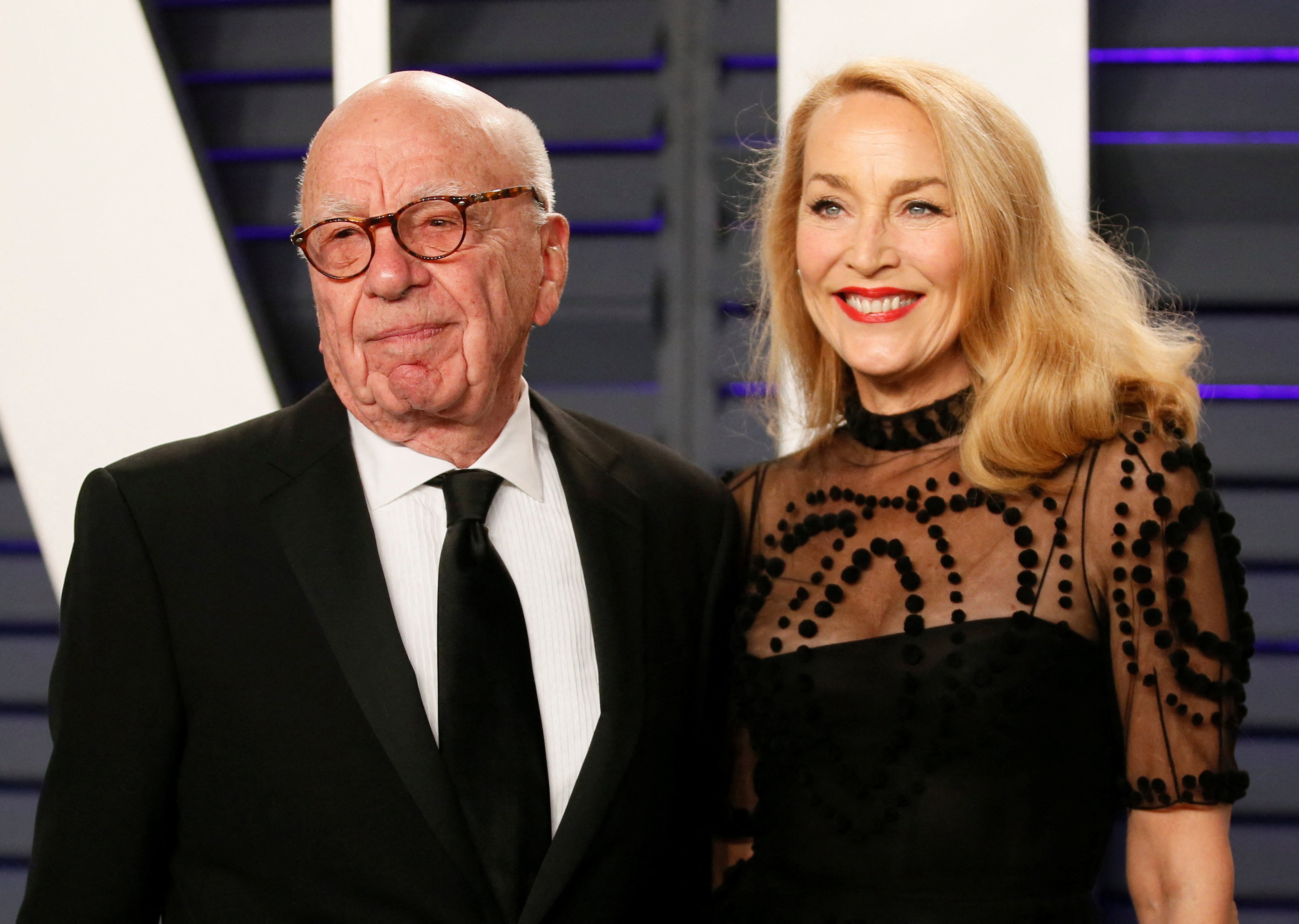 Rupert Murdoch and Jerry Hall are seen at the Academy Awards in Beverly Hills in February 2019. Photo: Reuters
